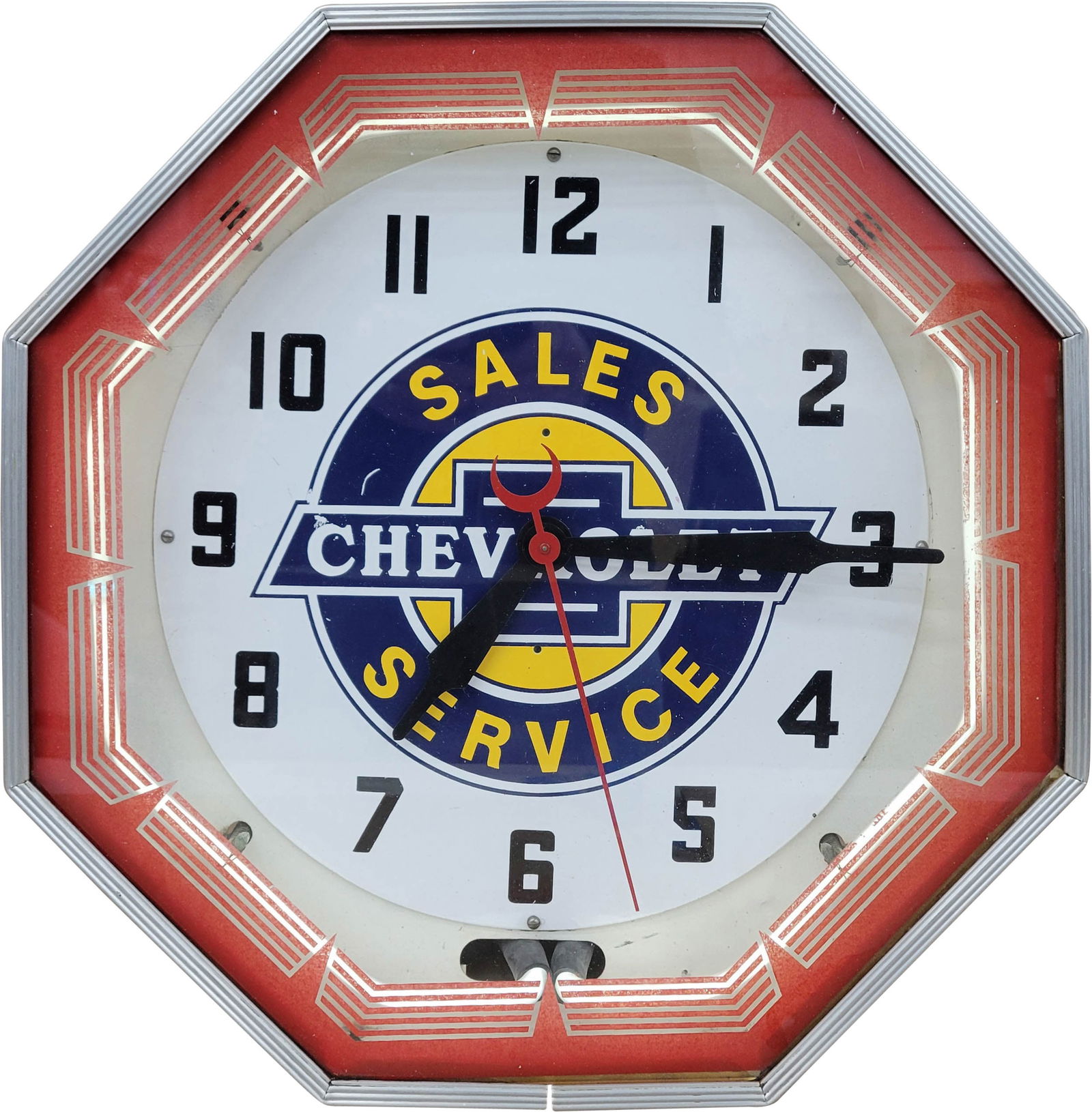Chevrolet Sales and Service Neon Clock (1 of 3)