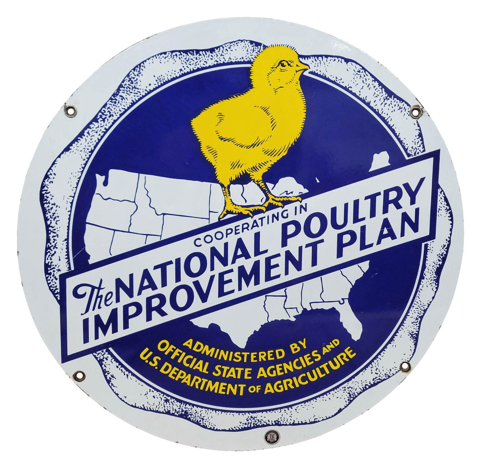 National Poultry Improvement Plan USDA Double Sided Porcelain Sign TAC (1 of 3)