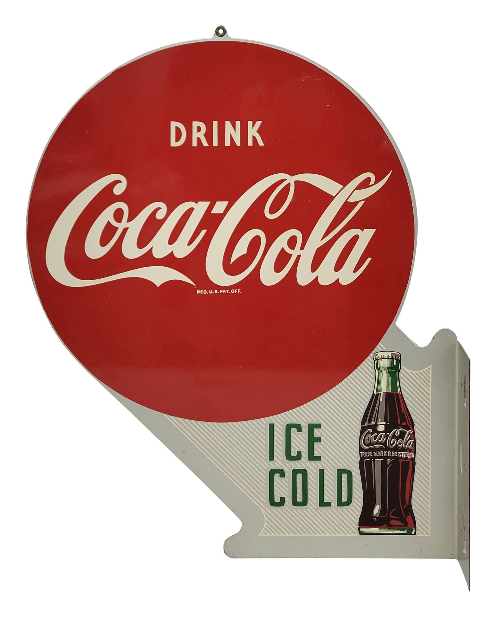 Drink Coca Cola Double Sided Tin Flange Sign With Bottle (1 of 2)