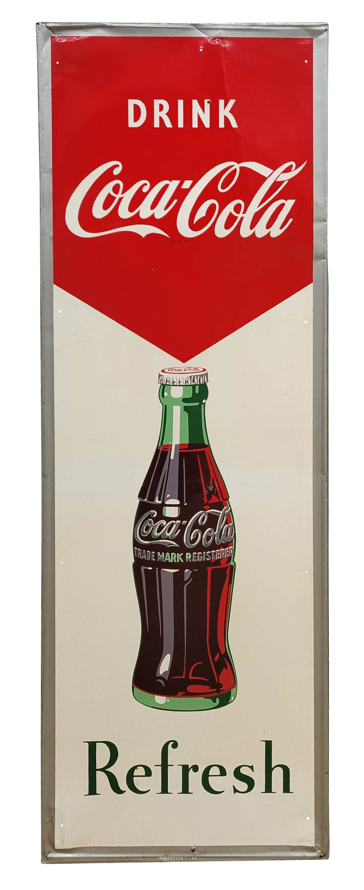 Drink Coca Cola Refresh Single Sided Tin Vertical Sign (1 of 2)