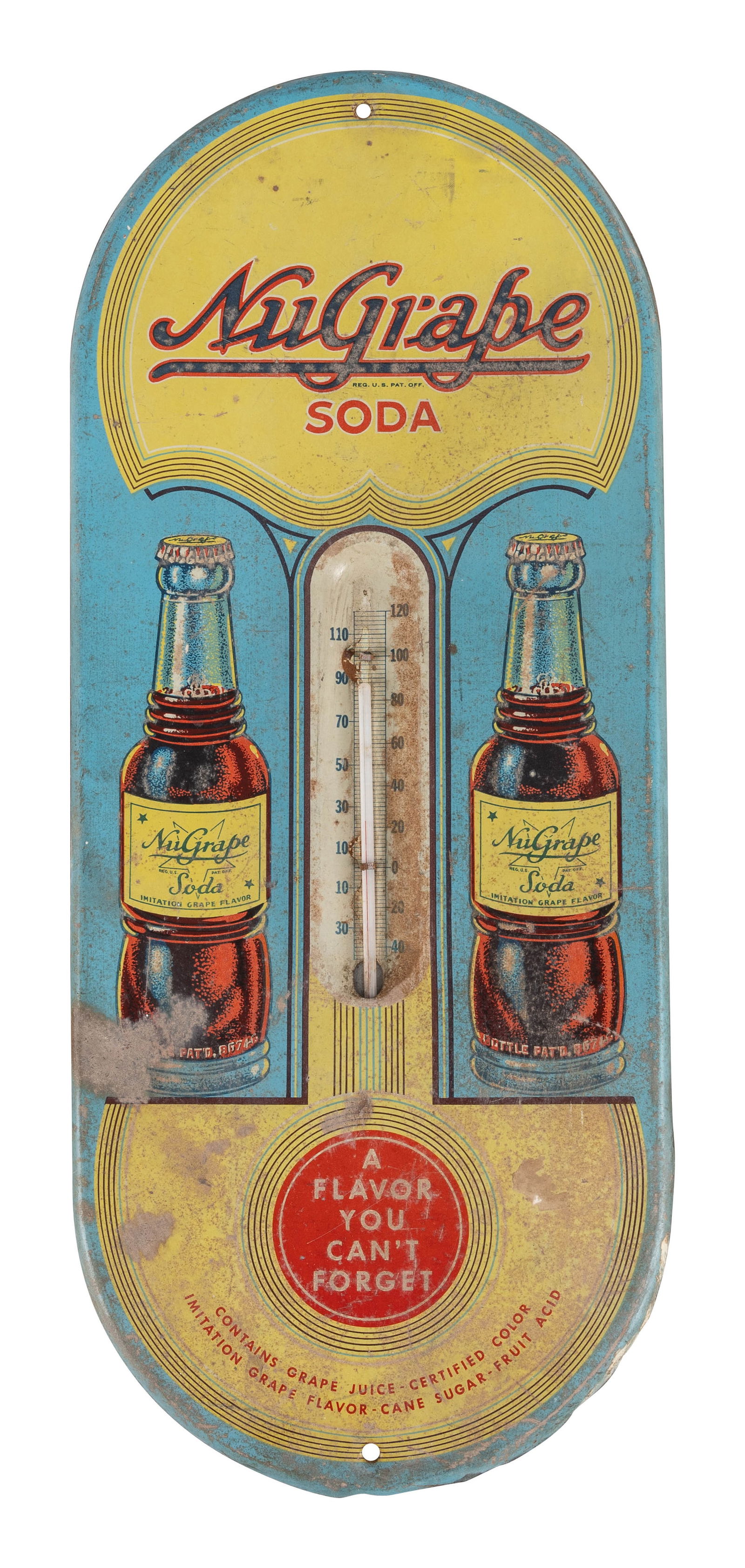Nugrape Soda "A Flavor You Can't Forget" SST Thermometer w/ Twin Bottles (1 of 2)