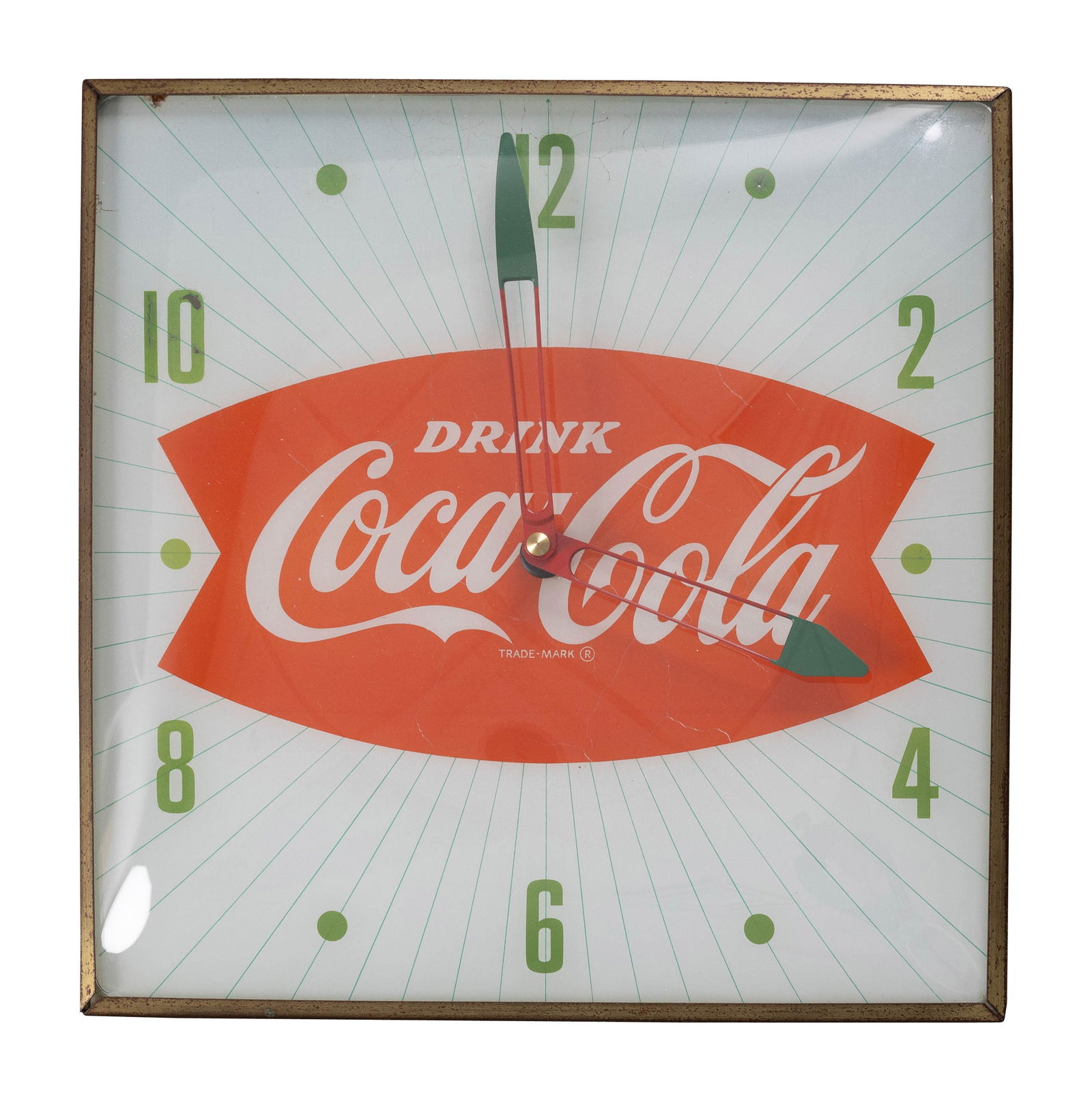 Drink Coca Cola 15.5" PAM Advertising Clock w/ Fishtail Logo (1 of 2)