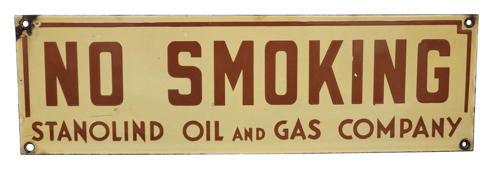 No Smoking Stanolind Oil And Gas Company Single Sided Porcelain Sign (1 of 2)