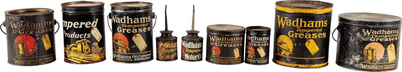 Group of 9 Wadhams Motor Oils Grease Cans & Oilers (1 of 2)