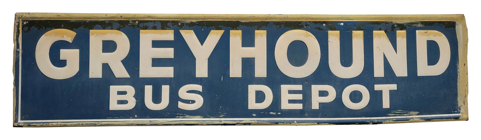 Greyhound Bus Depot Embossed Single Sided Tin Sign (1 of 2)
