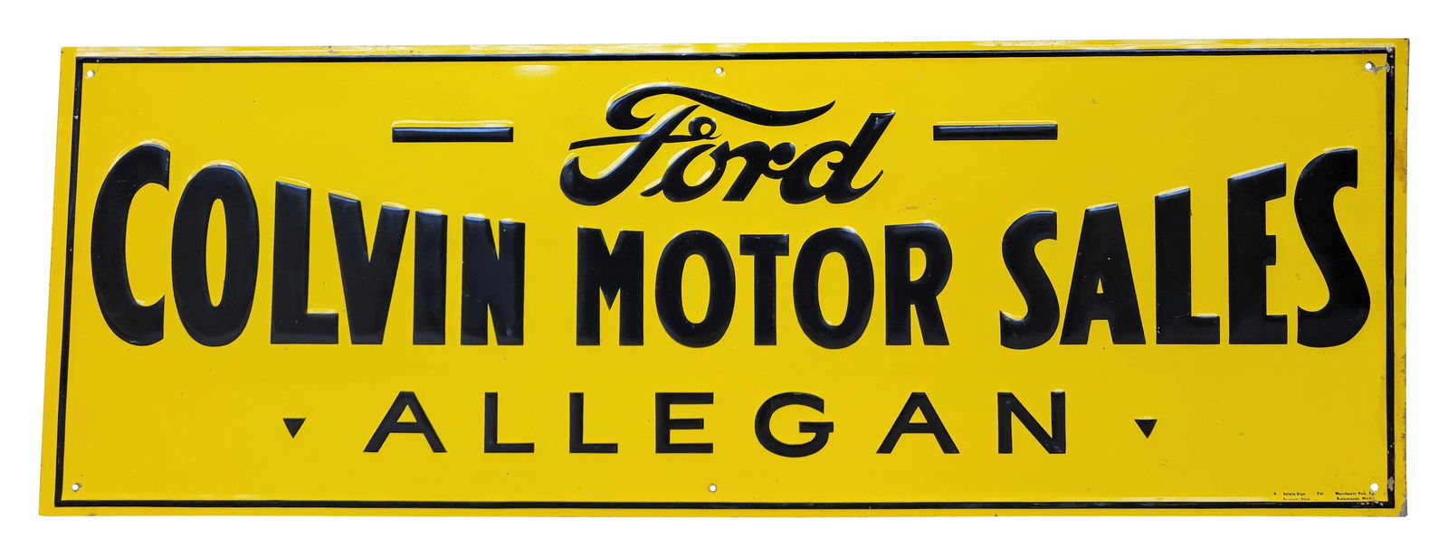 Ford Colvin Motor Sales Allegan Embossed Single Sided Tin Sign (1 of 3)