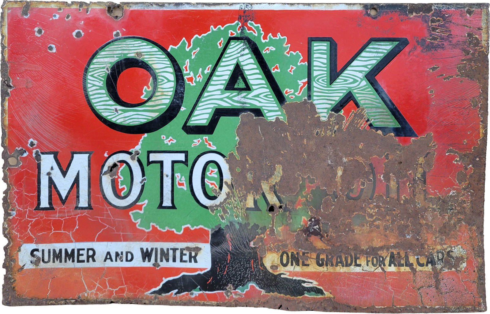 Oak Motor Oil Double Sided Porcelain Sign (1 of 2)