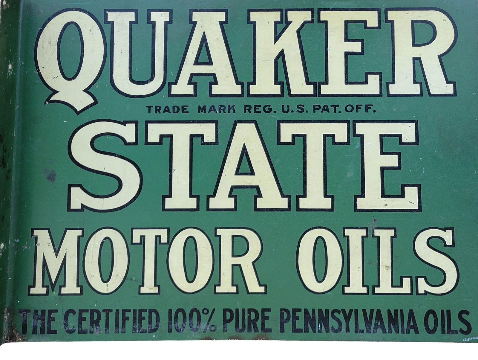 Quaker State Motor Oil Double Sided Tin Flange Sign (1 of 2)
