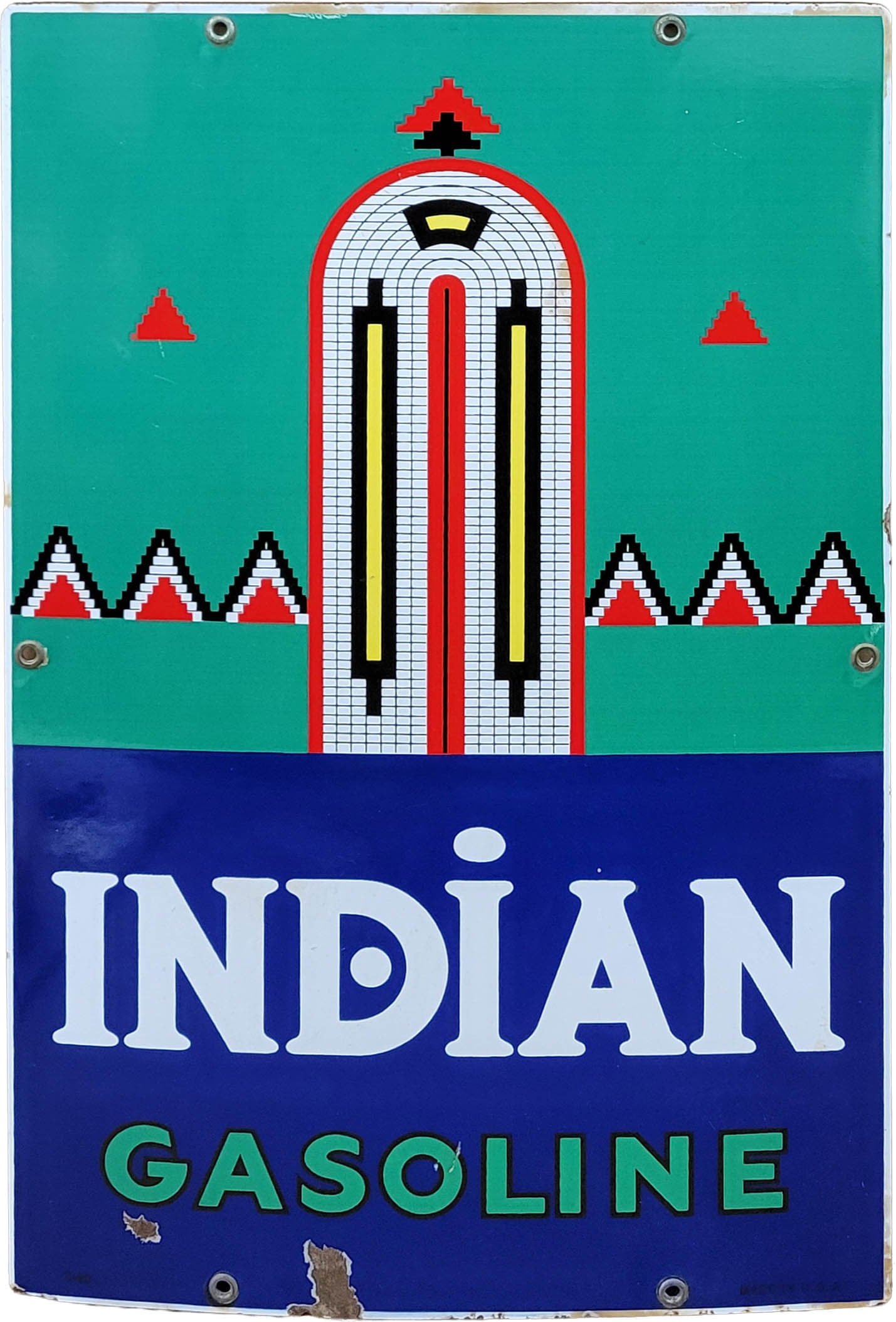 Indian Gasoline Porcelain Pump Plate Sign (1 of 2)