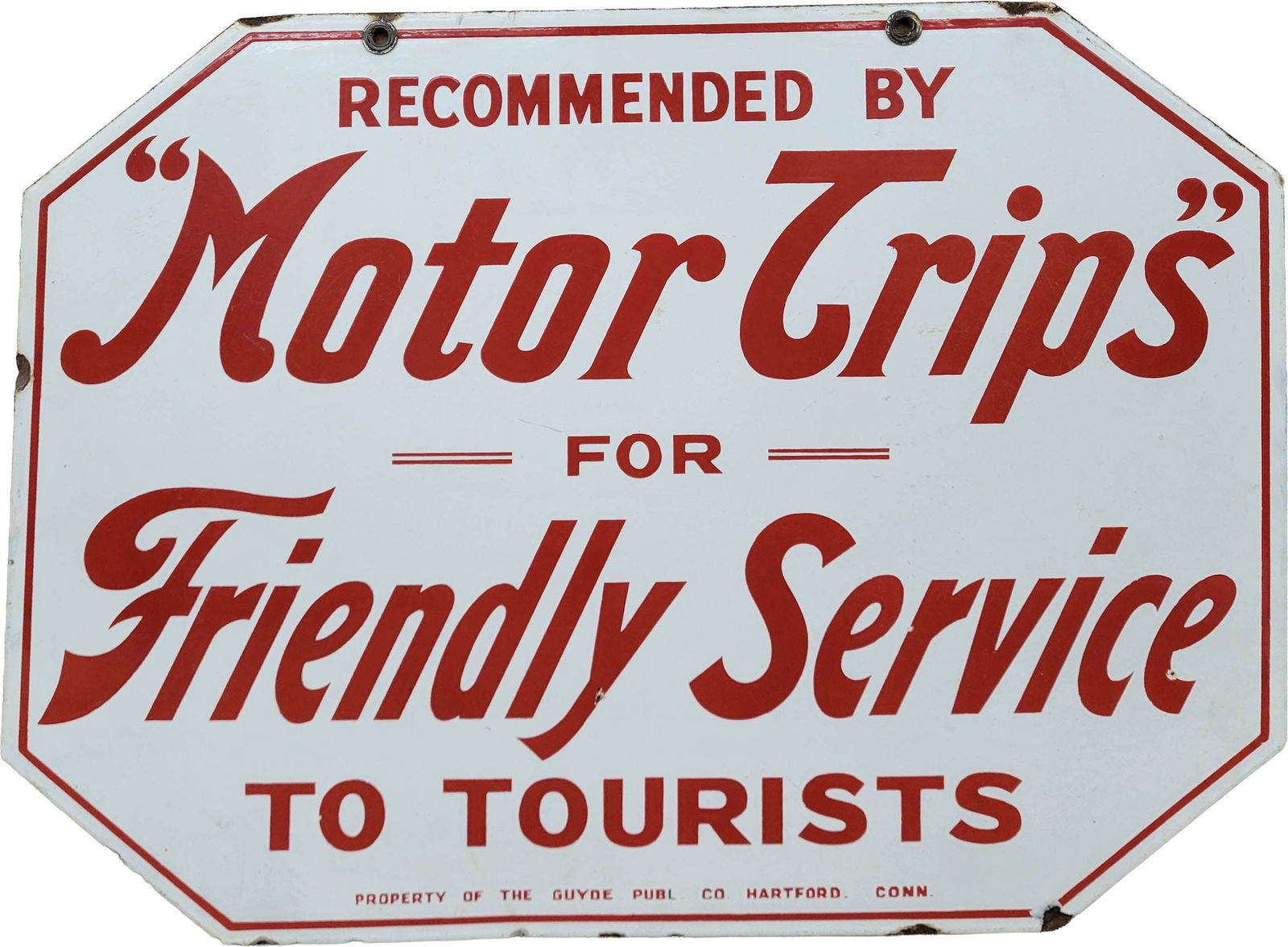Recommended By Motor Trips For Friendly Service Double Sided Porcelain Sign (1 of 2)
