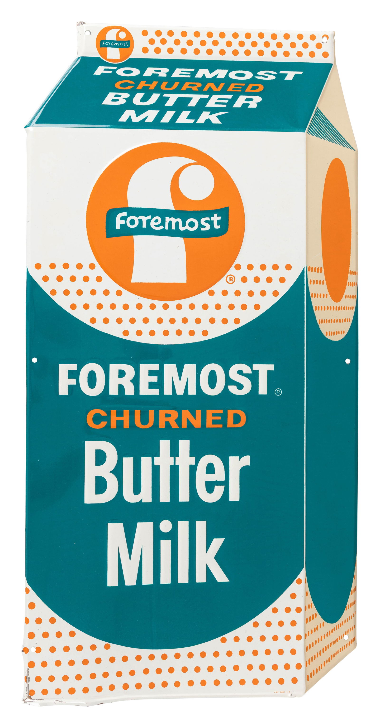 Foremost Churned Butter Milk Emb. SST Die Cut Carton Sign (1 of 2)