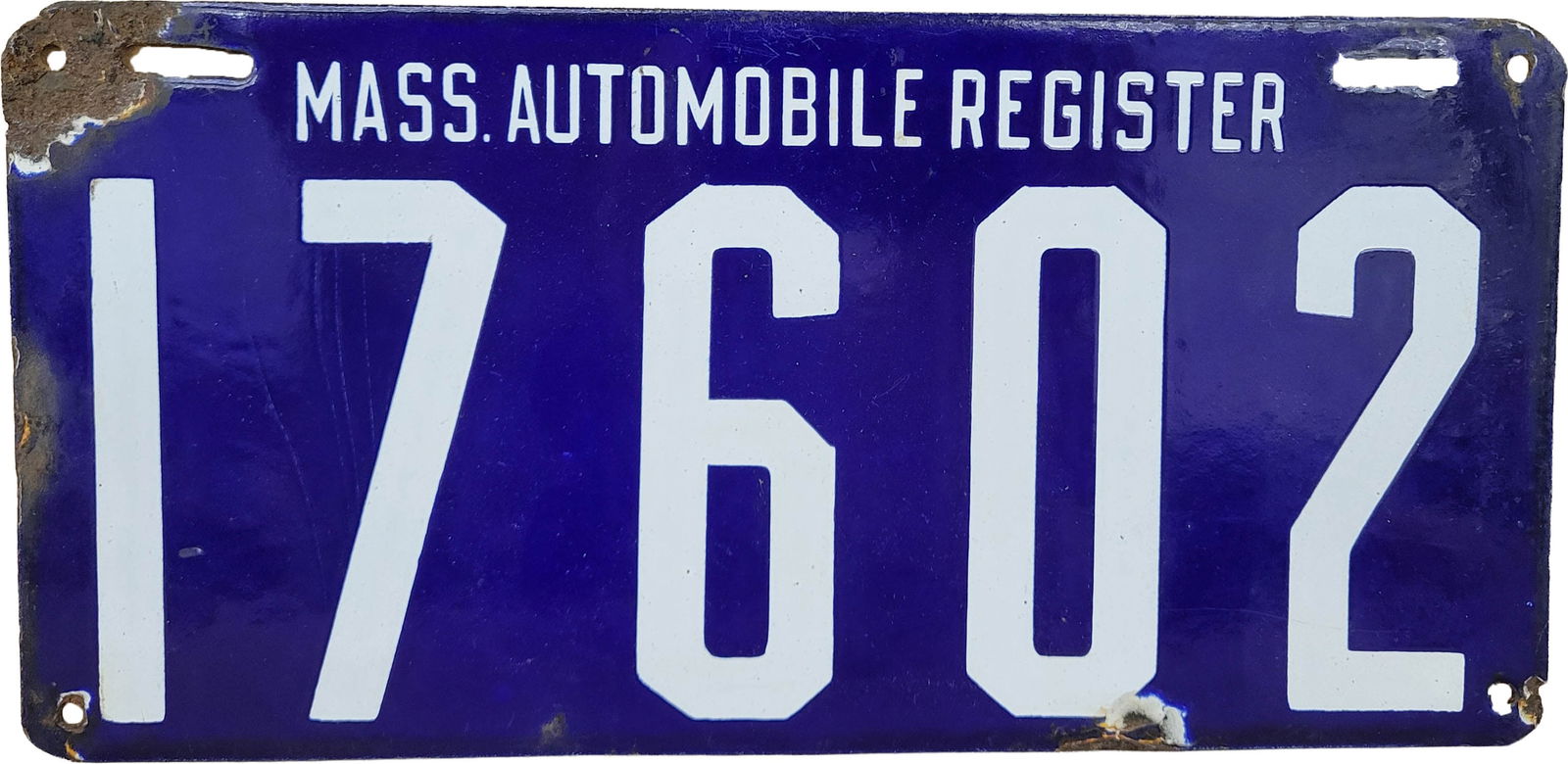1906 Massachusetts Automobile Register Porcelain Car Tag (1 of 2)