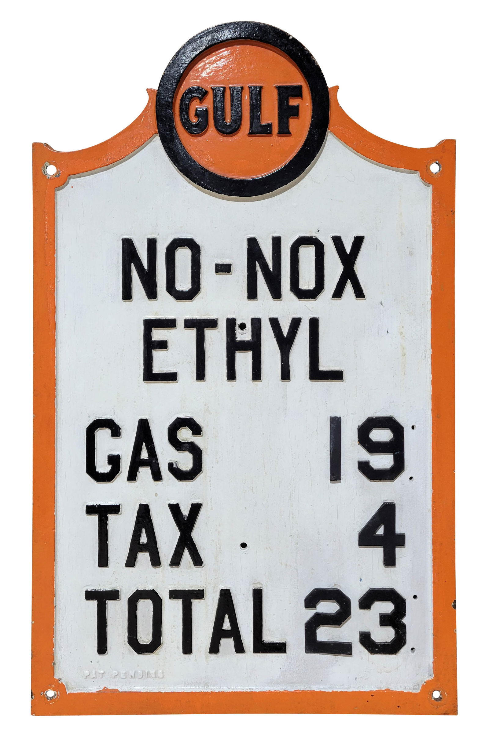 Gulf No Nox Ethyl Embossed Cast Iron Pricer Sign (1 of 2)