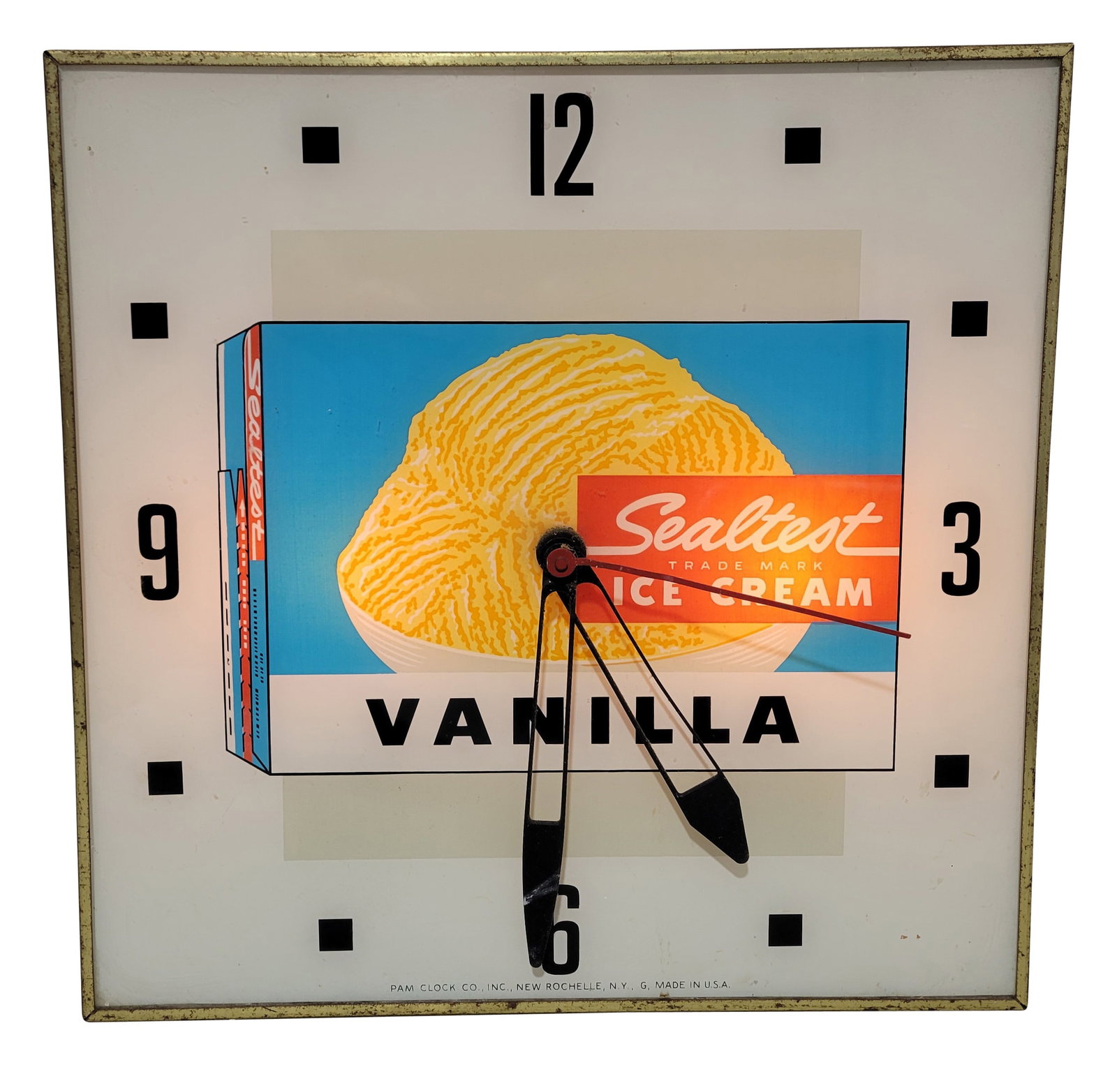 Vanilla Sealtest Ice Cream Light Up Pam Advertising Clock (1 of 3)