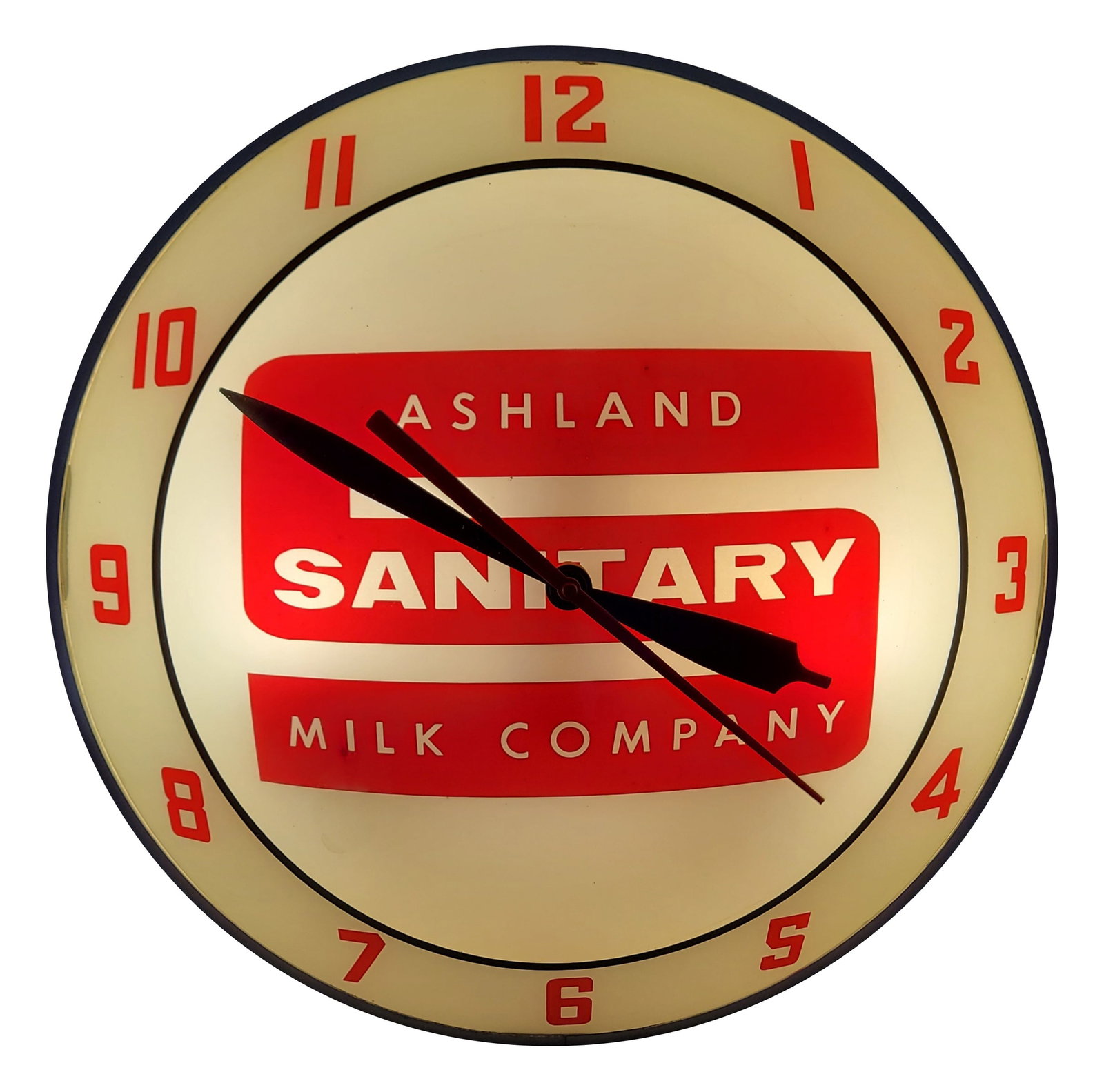 Ashland Sanitary Milk Company Double Bubble Light Up Advertising Clock (1 of 2)