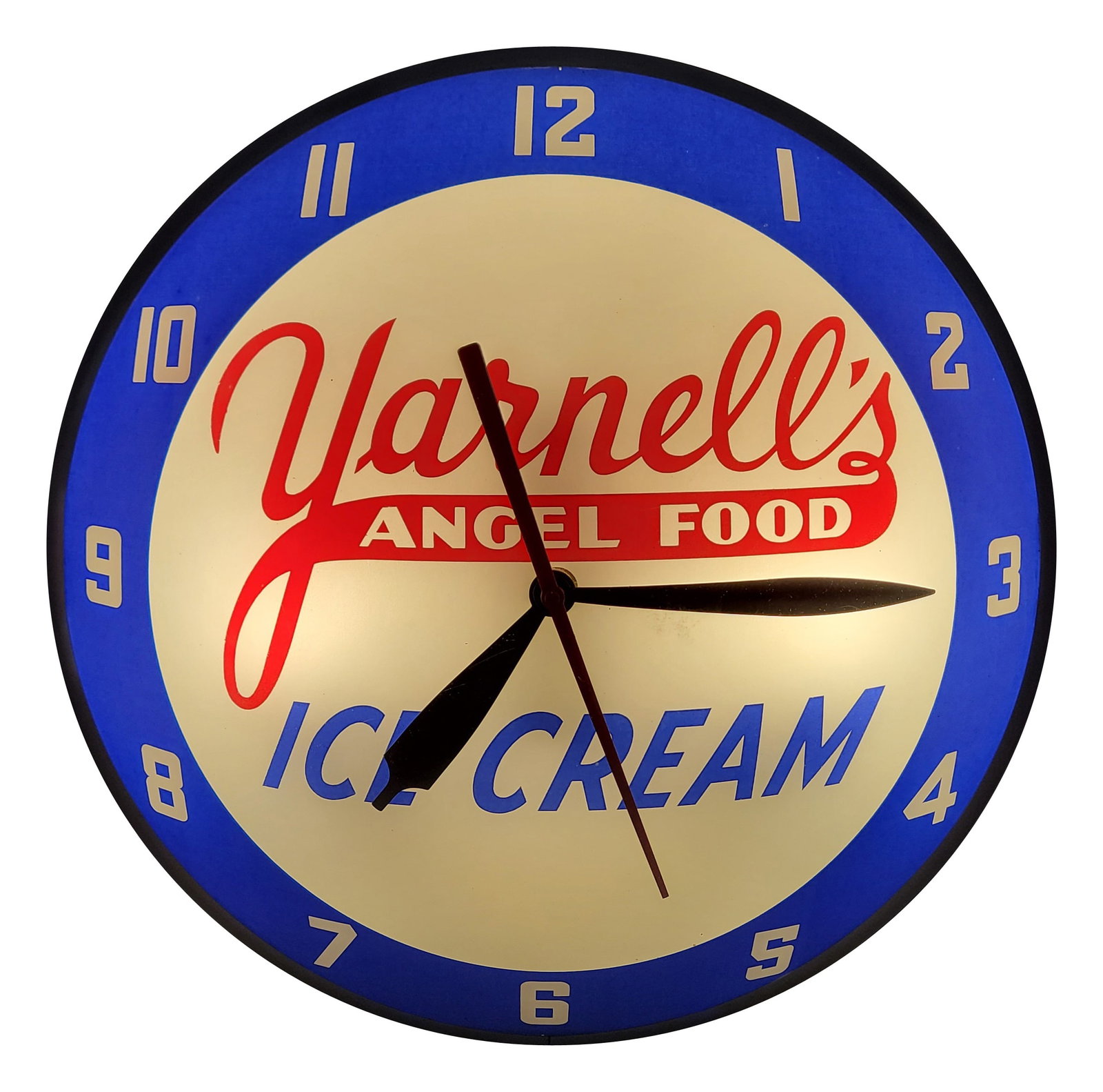 Yarnell's Angel Food Ice Cream Double Bubble Light Up Advertising Clock (1 of 3)