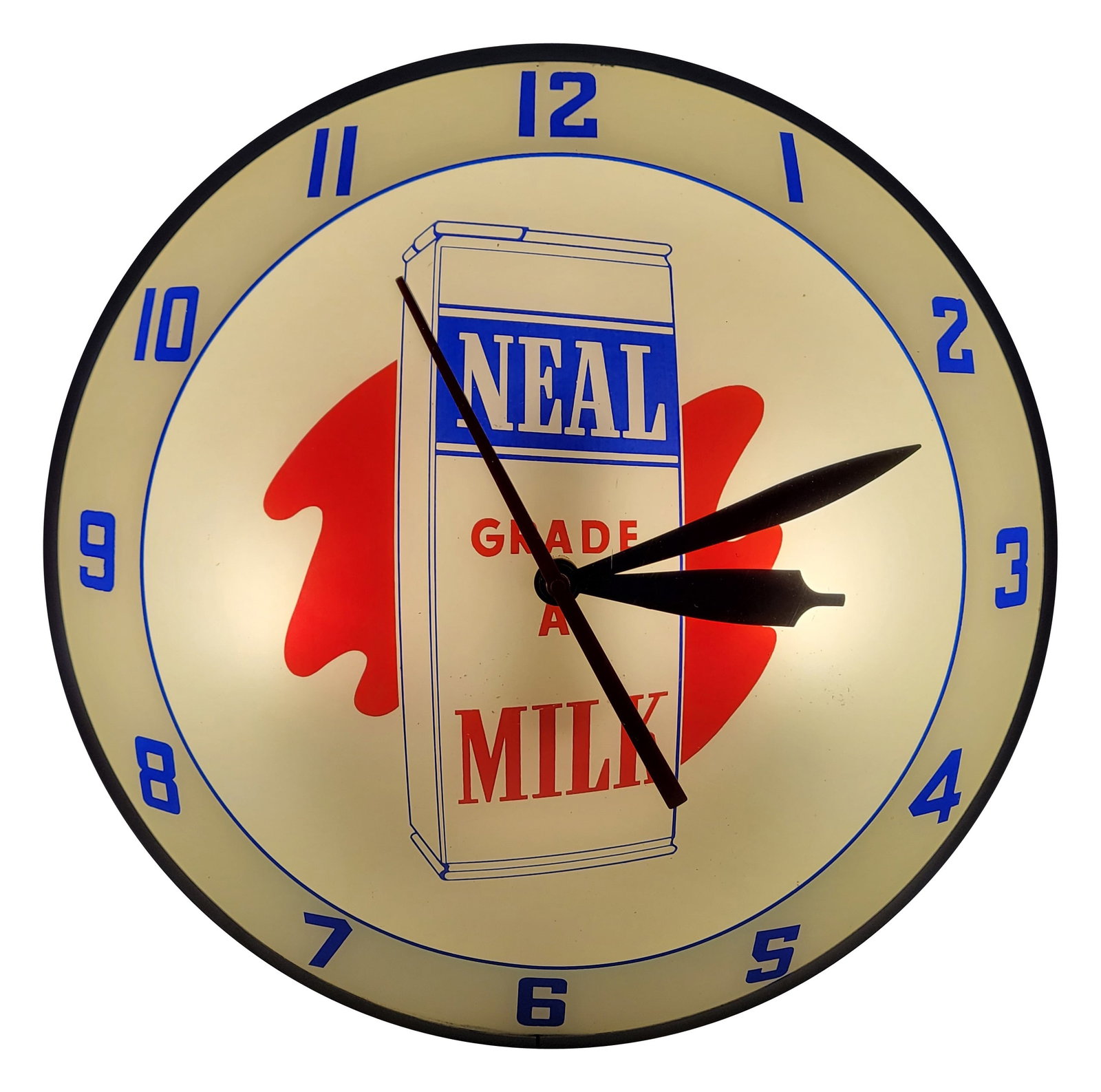 Neal Grade A Milk Double Bubble Light Up Advertising Clock (1 of 3)