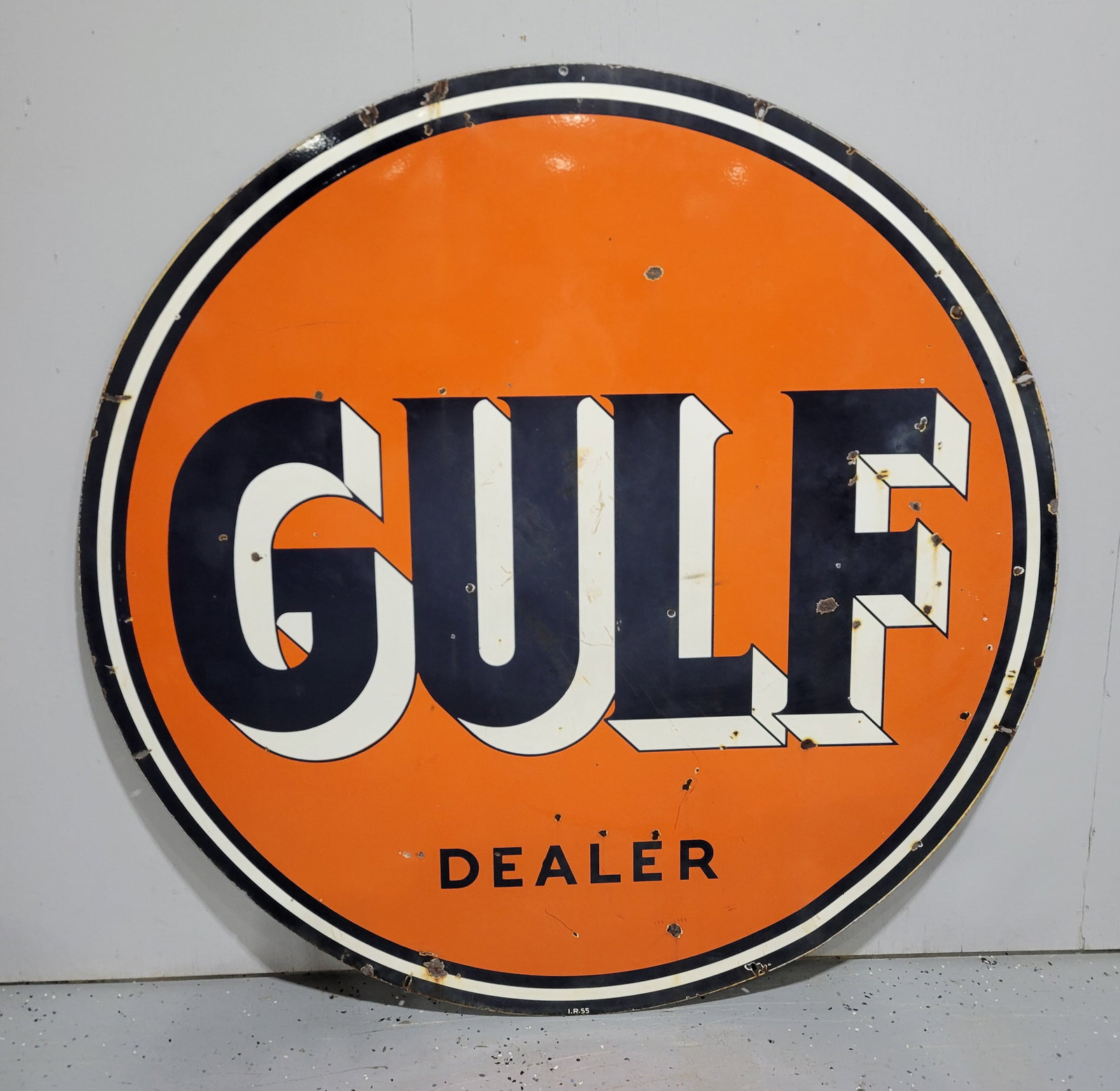1955 Gulf Gasoline Dealer 66" DSP Service Station Sign (1 of 2)