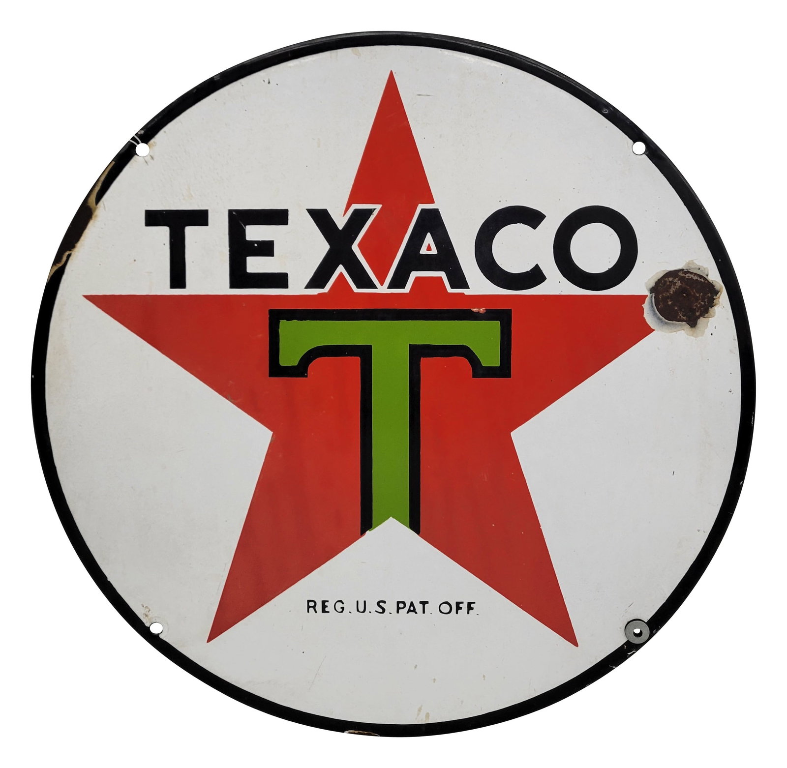 15" Texaco SS Porcelain Lubester Sign "Black T" (1 of 3)