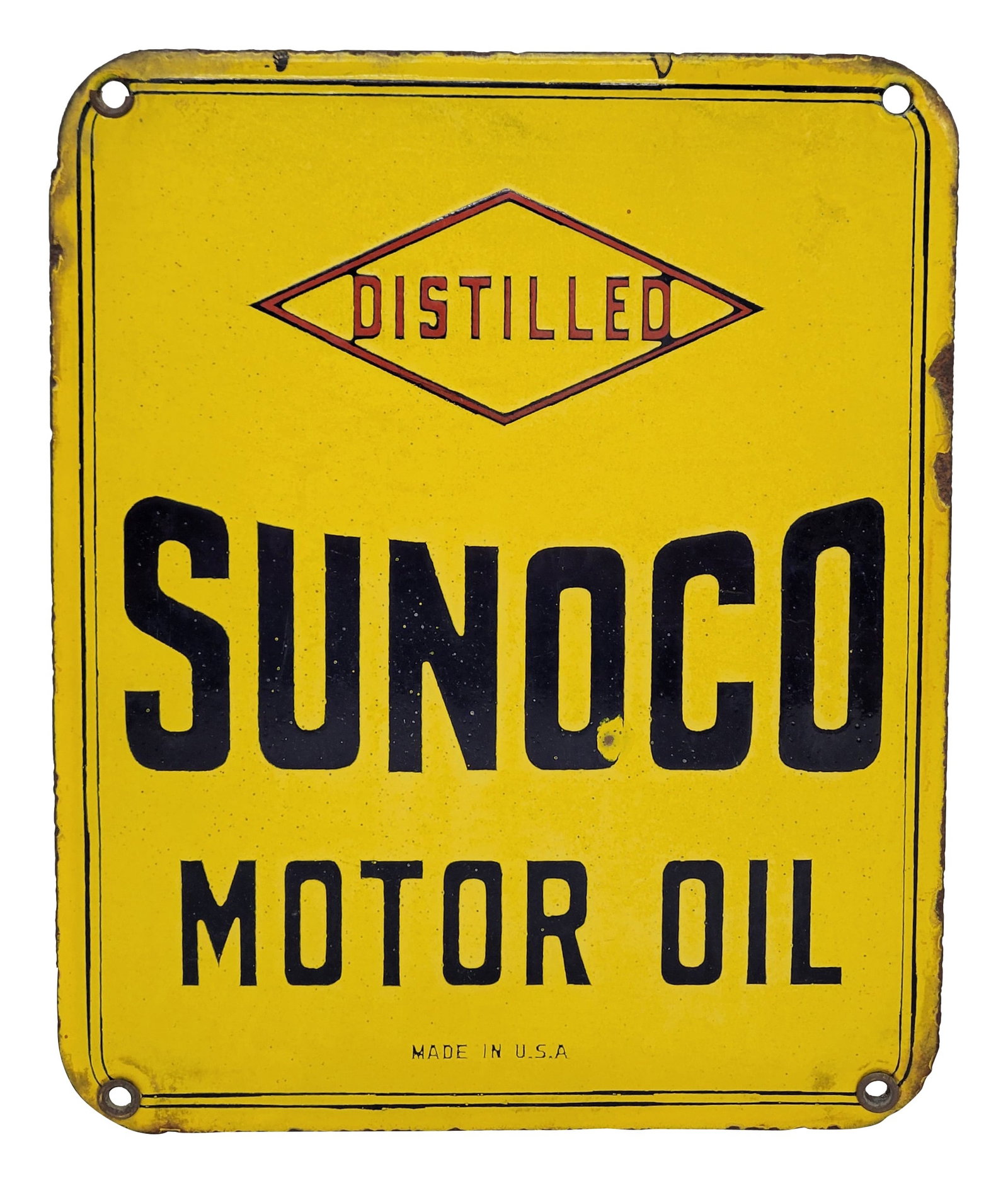 Distilled Sunoco Motor Oil SSP Gas Pump Plate Sign (1 of 2)