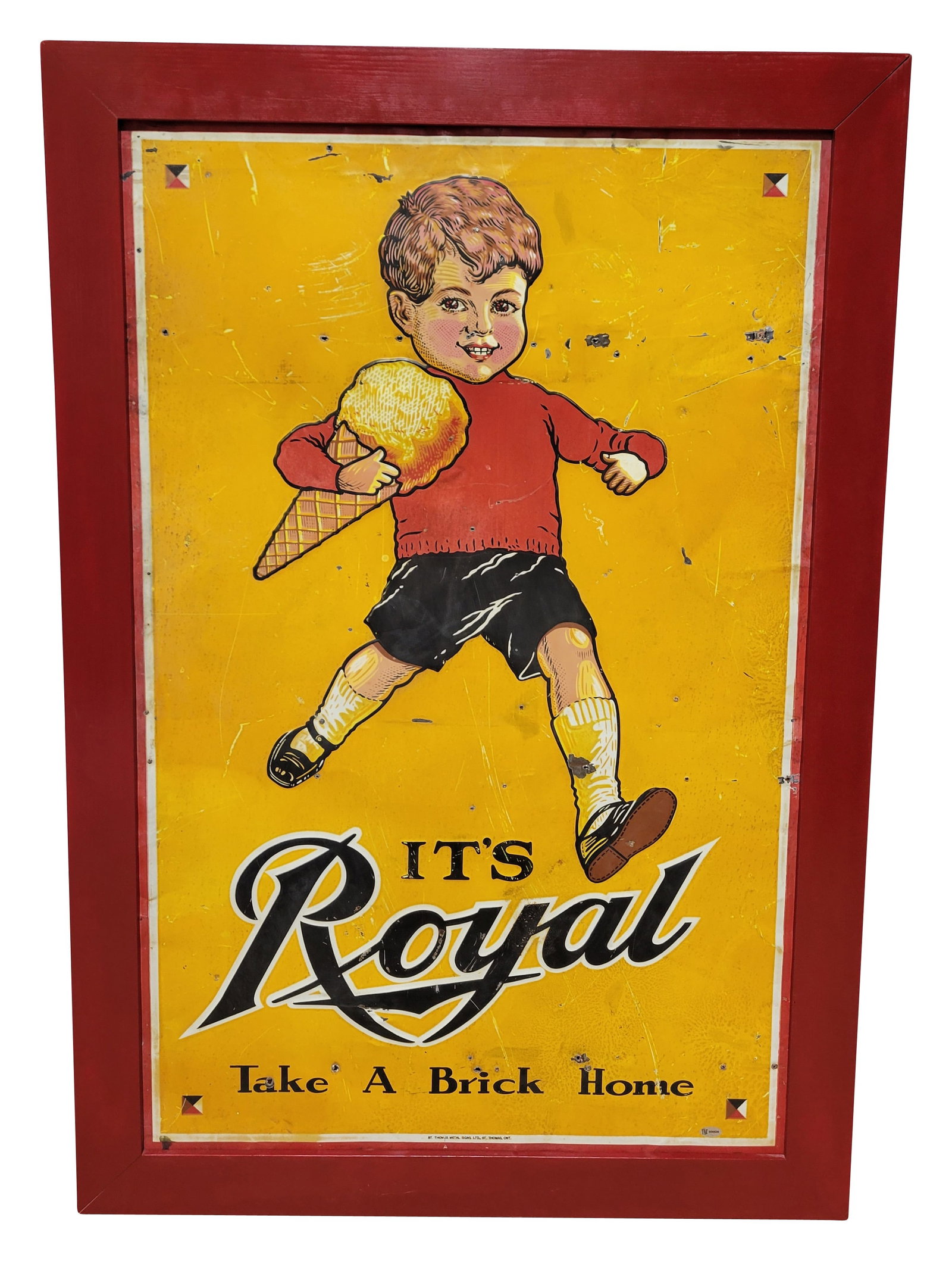 It's Royal Take A Brick Home Embossed SST Ice Cream Sign With Frame TAC (1 of 2)