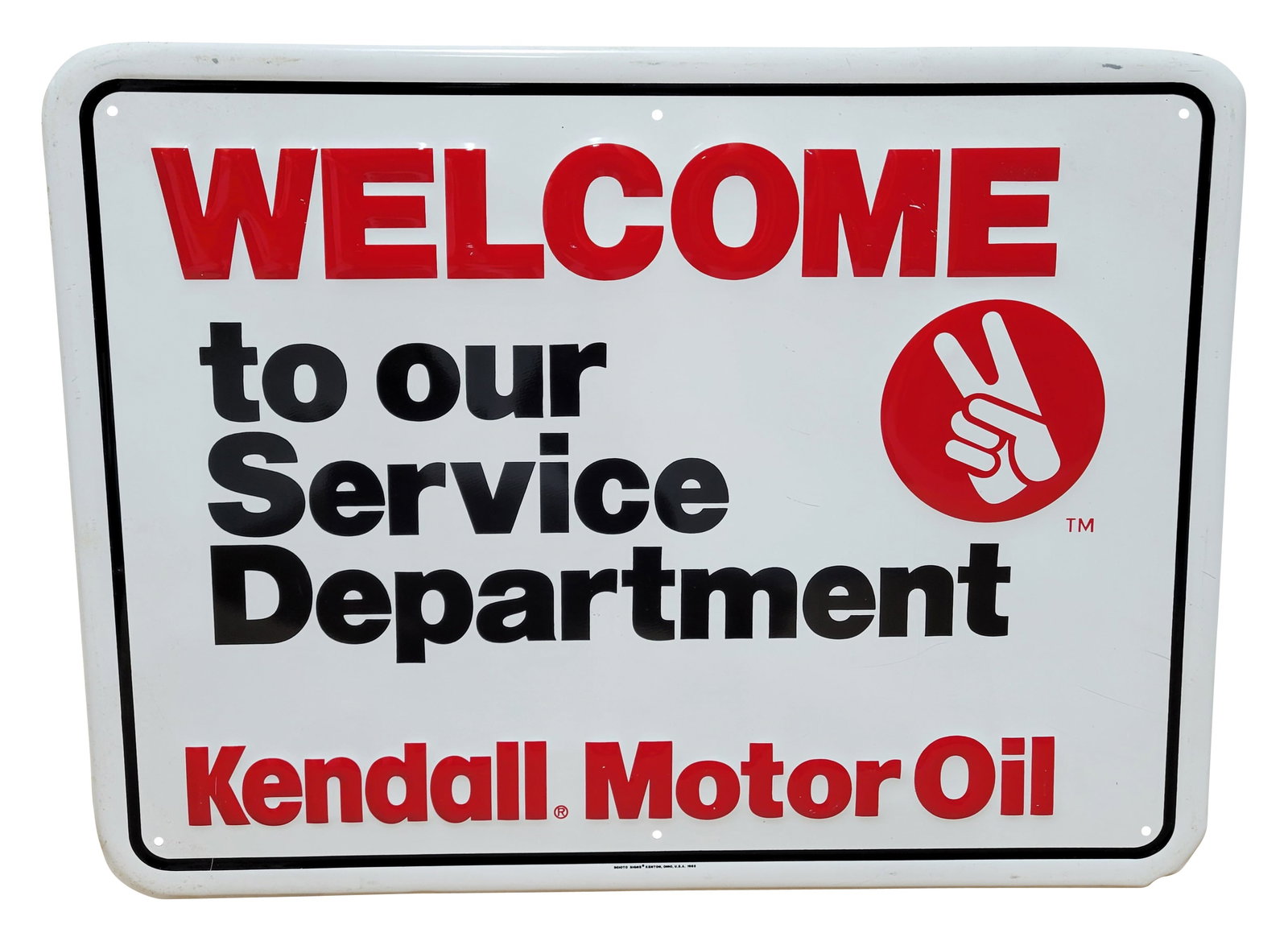 Welcome To Our Service Department Kendall Motor Oil Embossed SST Sign (1 of 2)