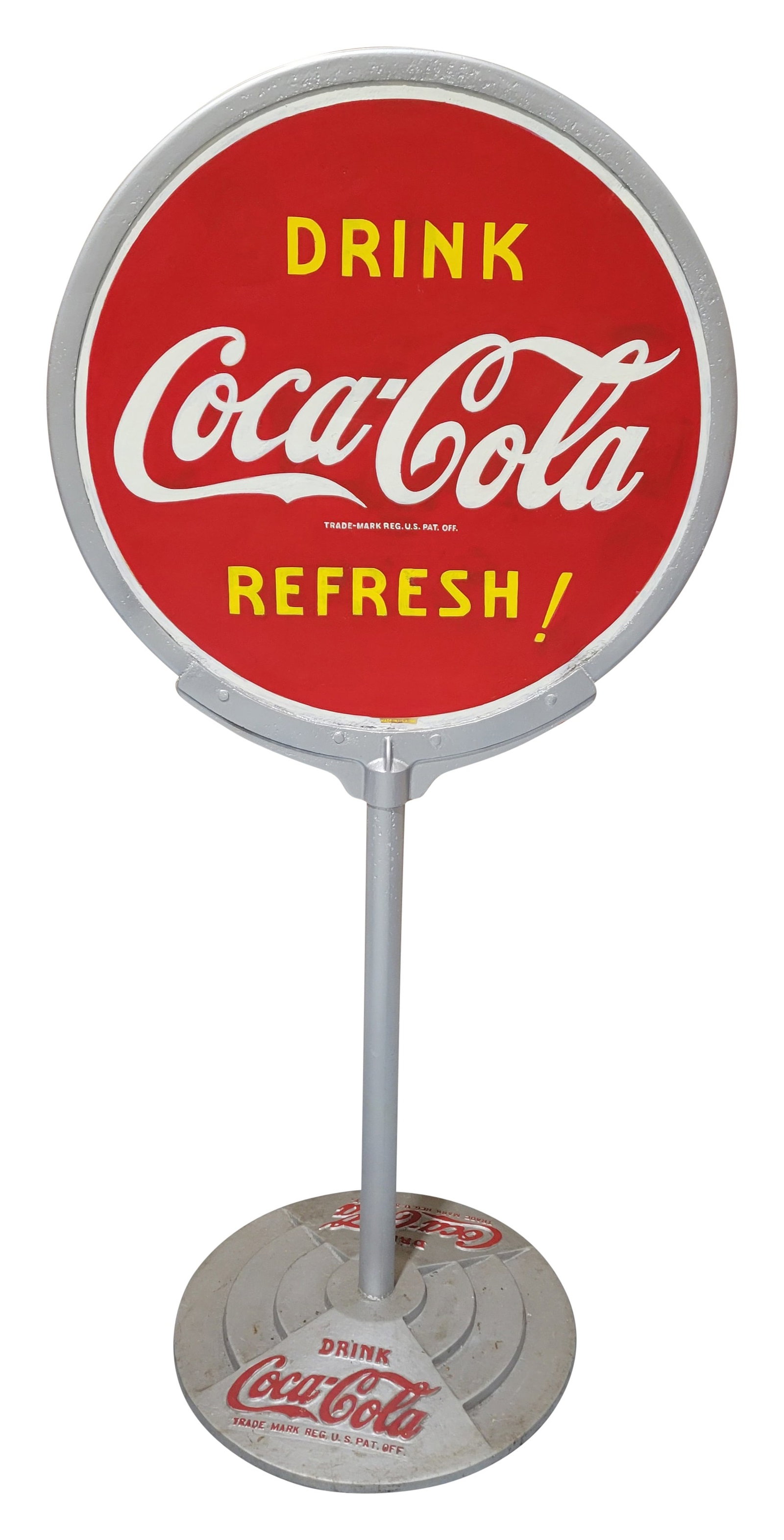 Drink Coca Cola Refresh DSP Lollipop Curb Sign Repainted (1 of 3)