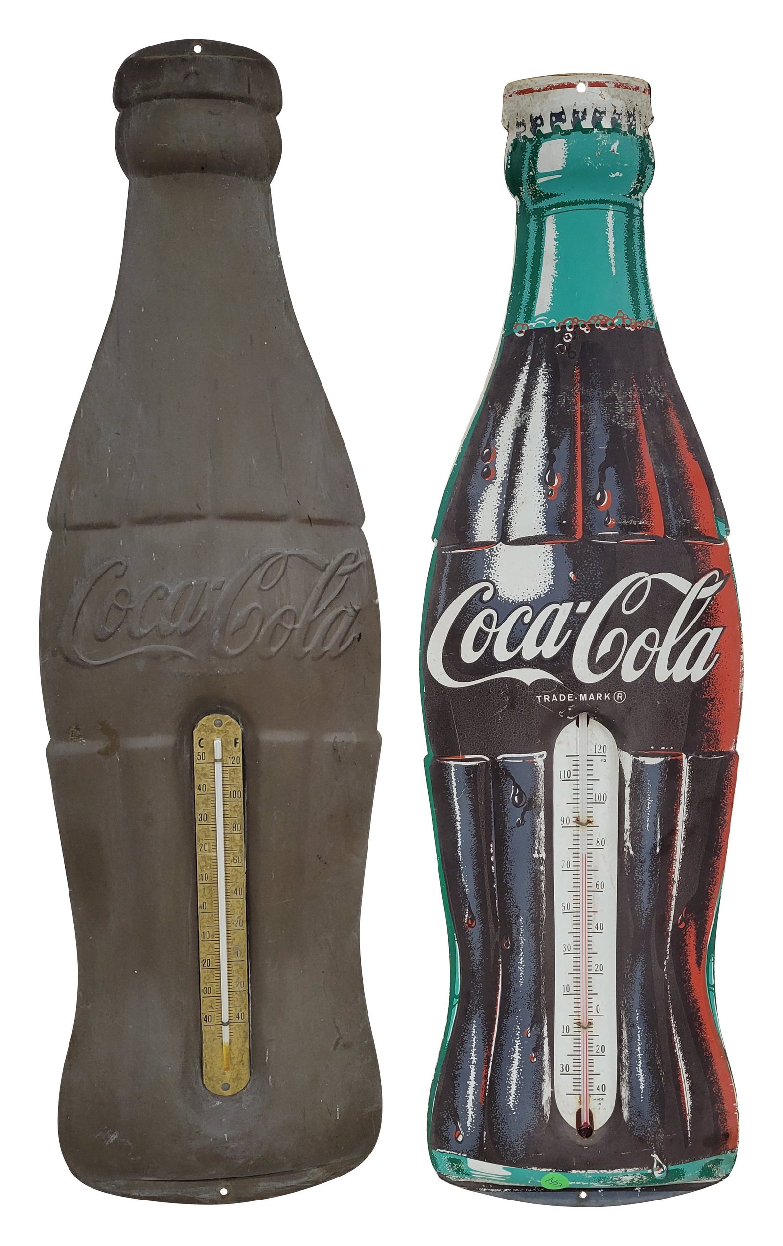 Coca Cola Die Cut Tin Bottle Thermometers (1 of 3)