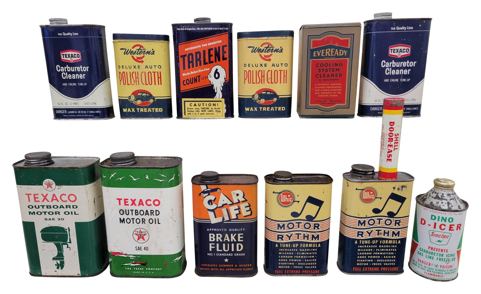 Group of 13 Oil Can & Auto Themed Items Texaco Outboard Shell Sinclair (1 of 2)