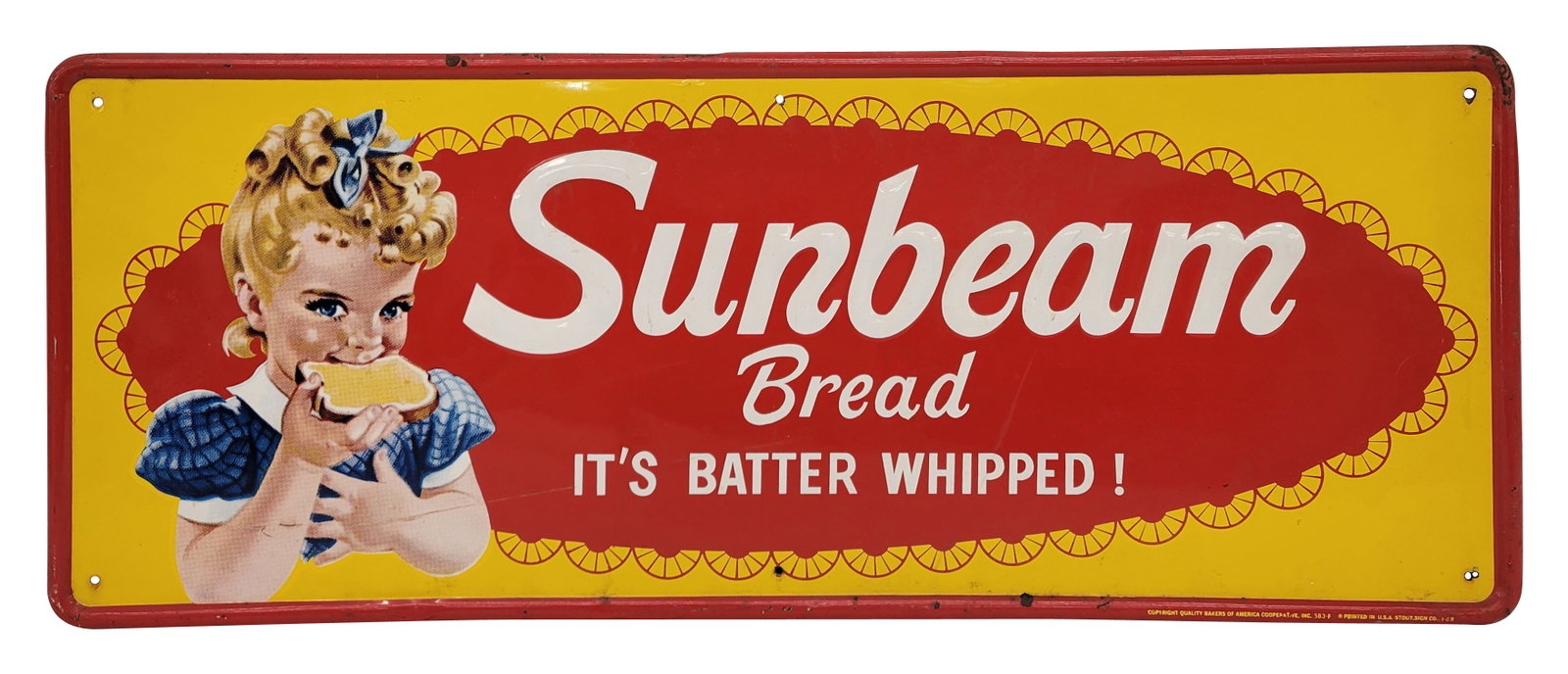 Sunbeam Bread It's Batter Whipped Embossed SST Sign (1 of 3)