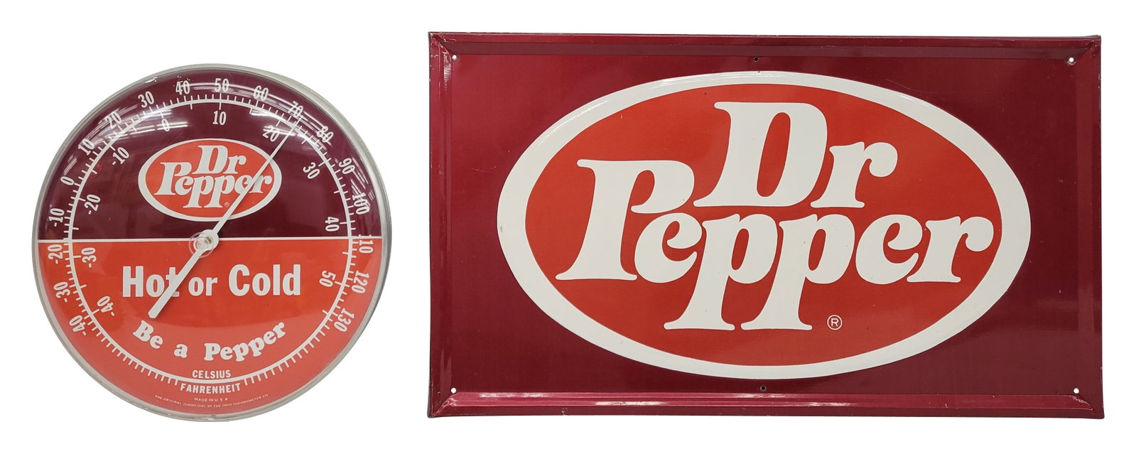 Dr Pepper Hot or Cold Thermometer and SST Sign (1 of 2)