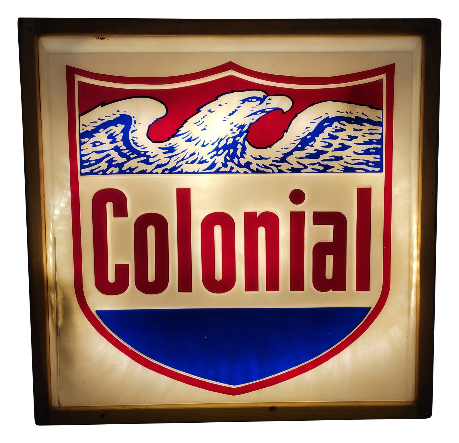 Colonial Gasoline 4' Emb. Plastic Lighted Sign w/ Eagle (1 of 3)