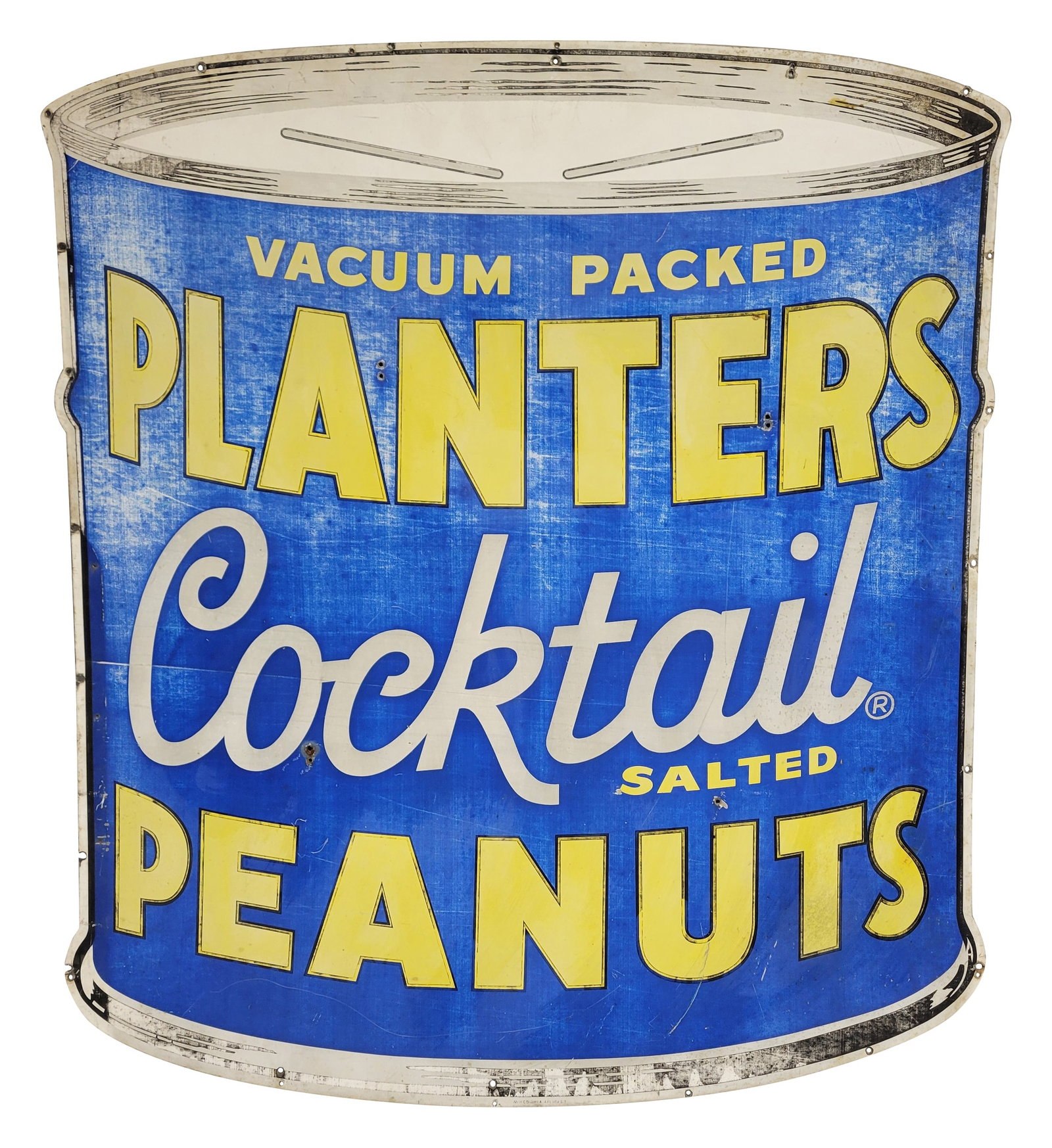 Planters Vacuum Packed Cocktail Salted Peanuts SS Die Cut Metal Sign (1 of 2)