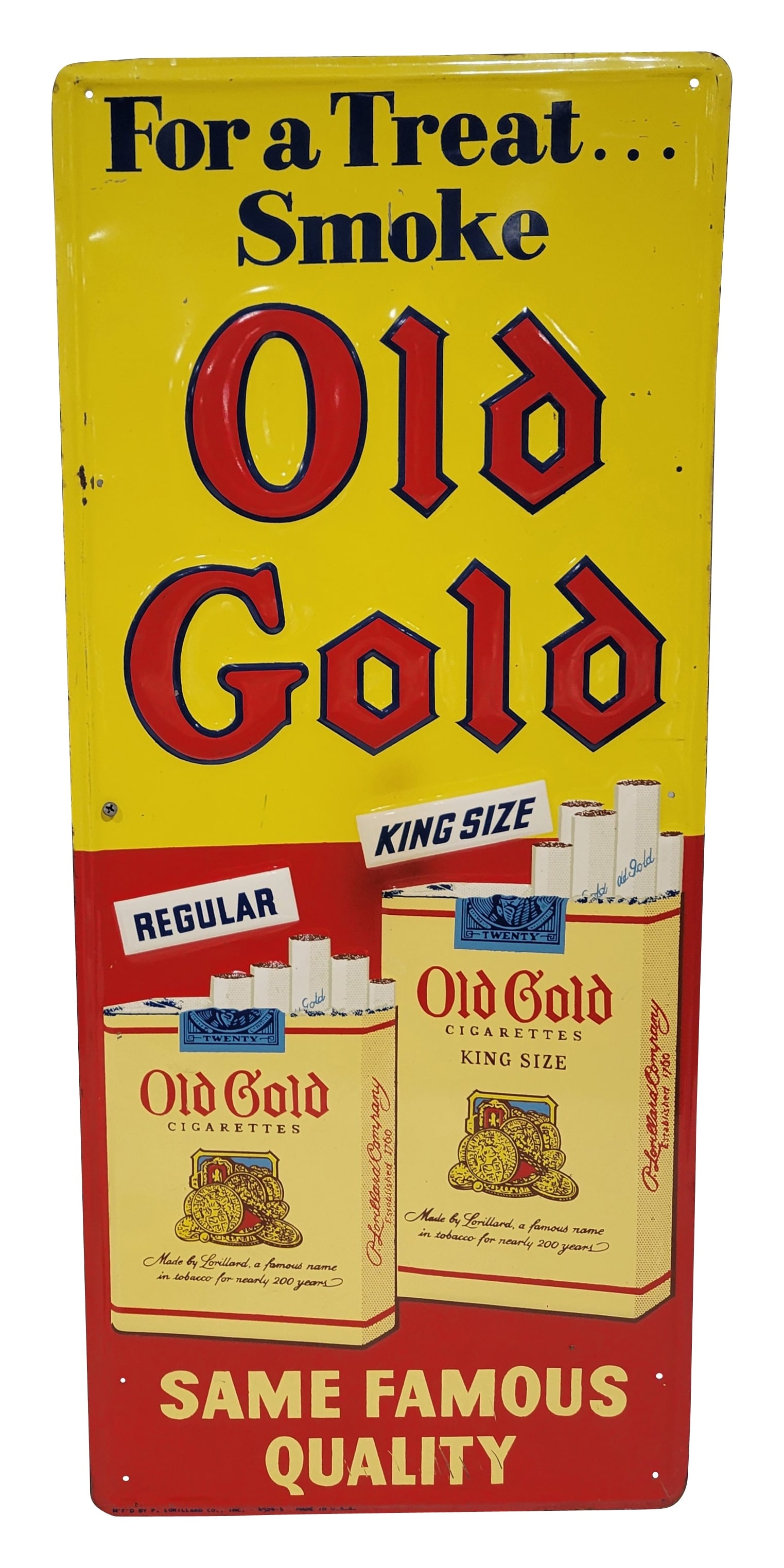 Old Gold Cigarettes Embossed SST Sign (1 of 2)