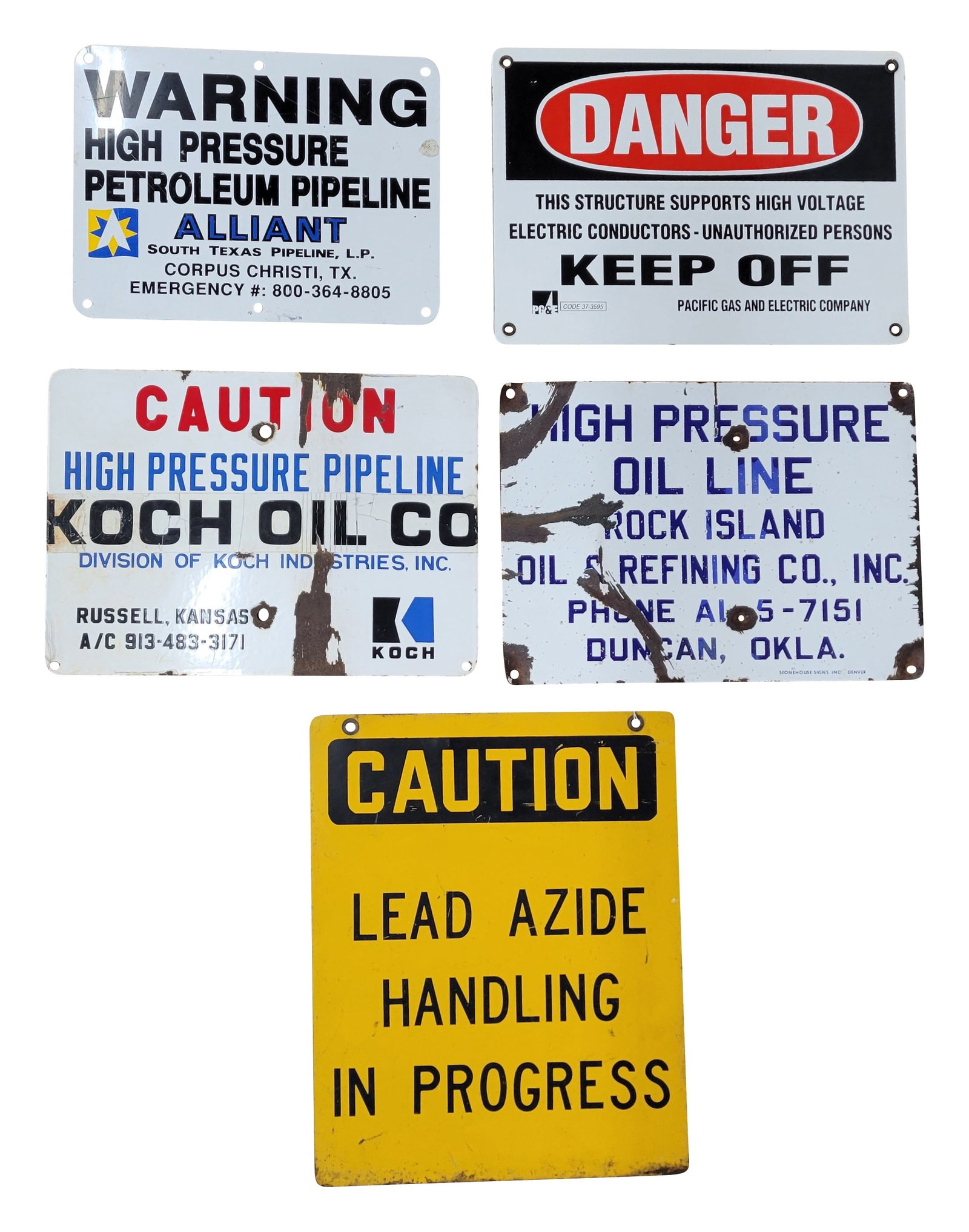 Lot of 5 Misc. Caution and Warning Signs (1 of 2)