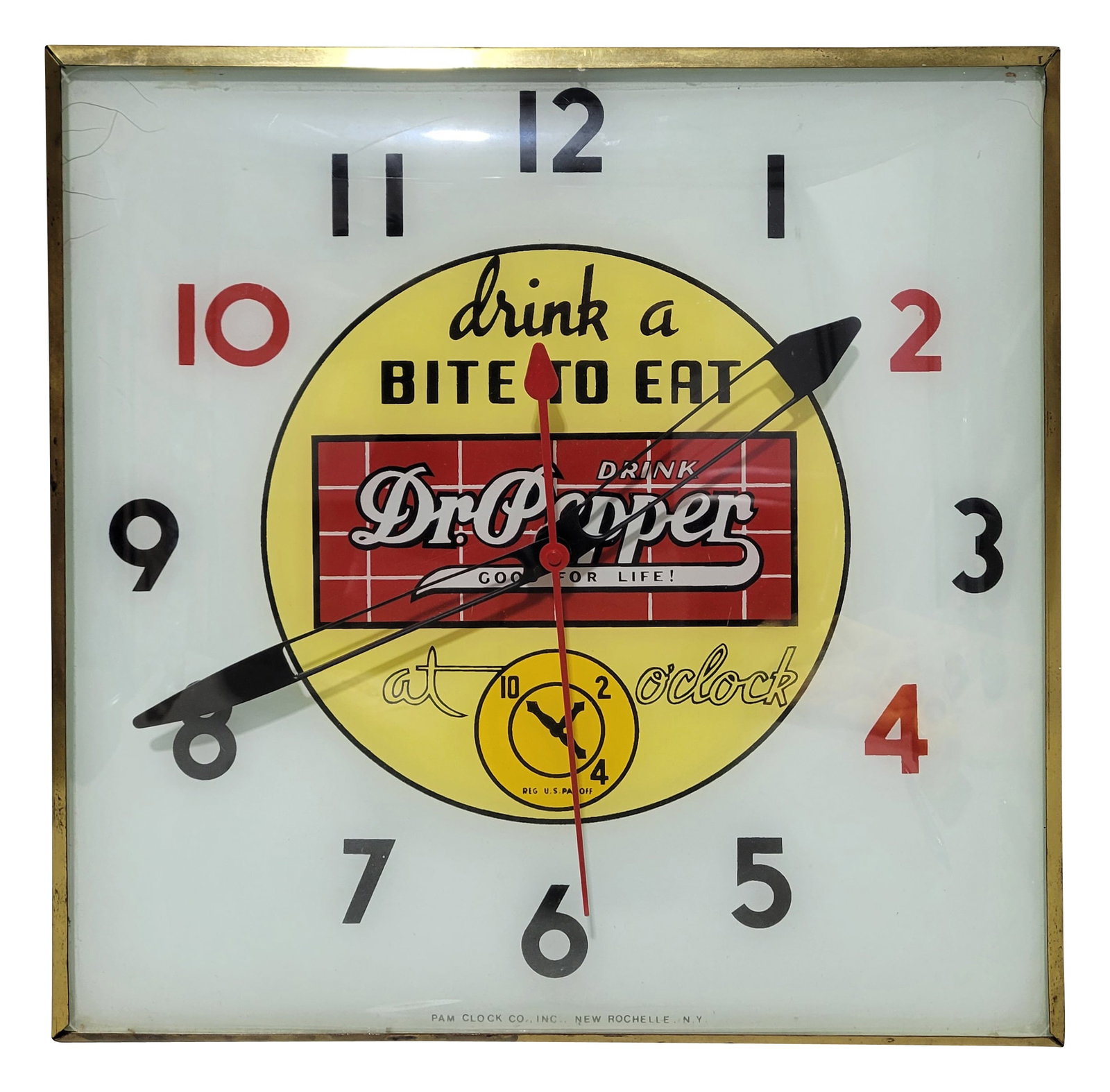 Drink A Bite To Eat Dr Pepper Advertising Clock (1 of 3)