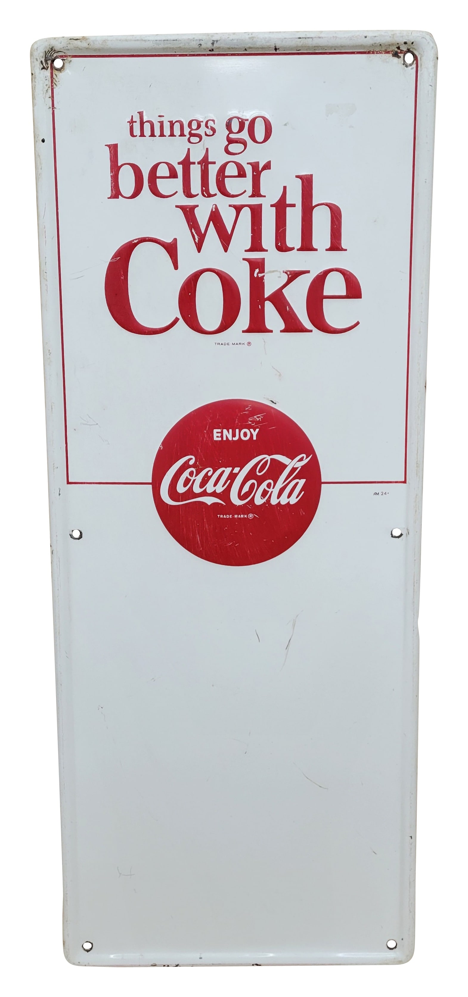 Things Go Better With Coke w Enjoy Coca Cola Embossed Button Logo (1 of 2)