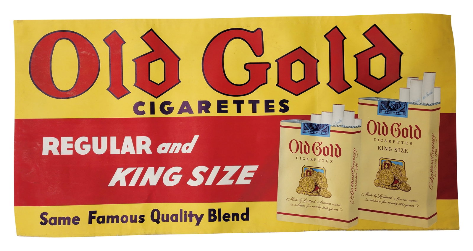 Old Gold Cigarettes Advertising Sign Banner (1 of 2)