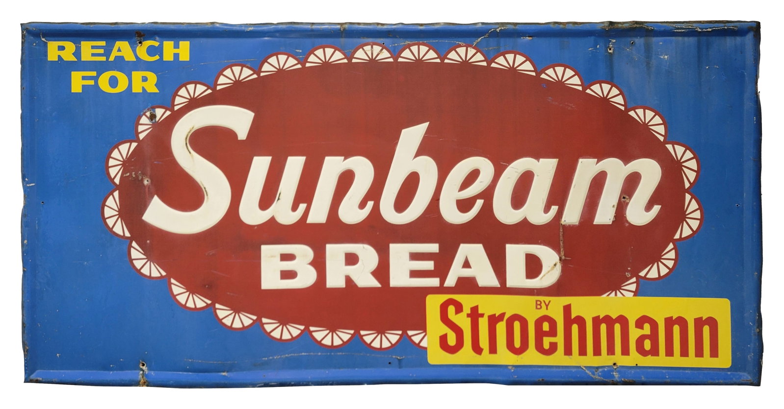 Reach For Sunbeam Bread By Stroehmann Embossed SST Sign (1 of 2)