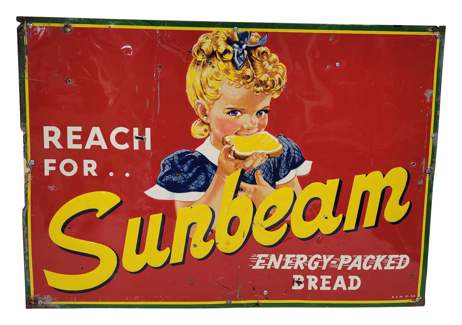 Reach For Sunbeam Energy Packed Bread Embossed SST Sign (1 of 2)