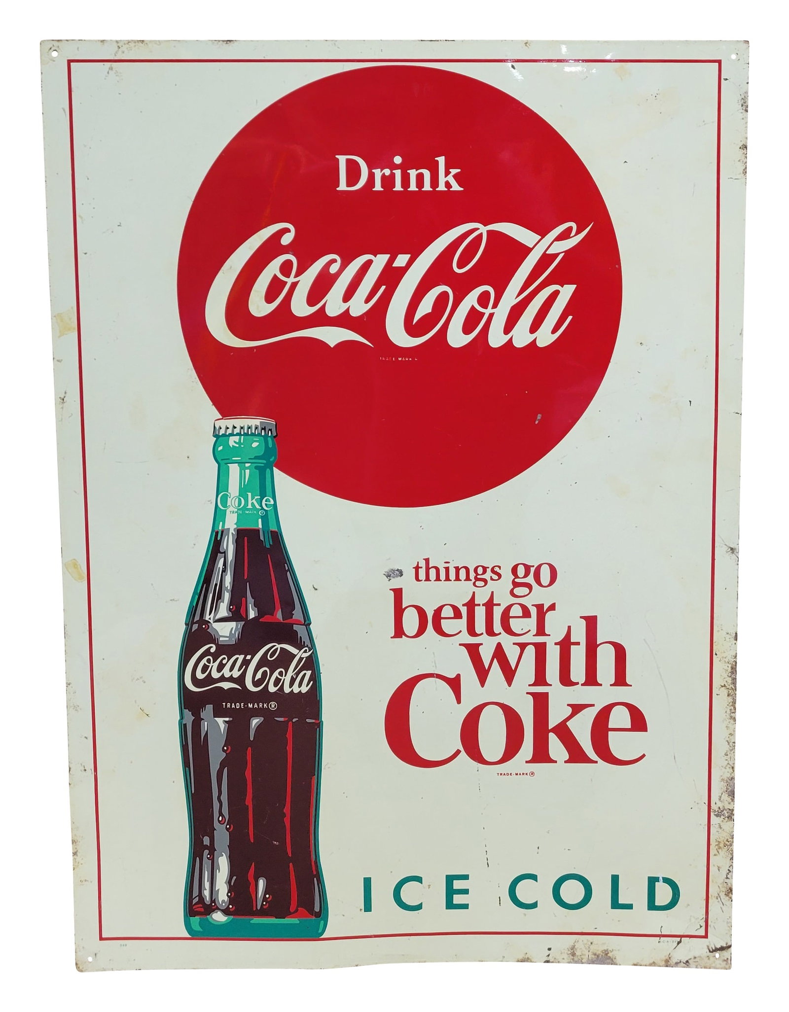 Drink Coca Cola Things Go Better With Coke SST Sign With Bottle (1 of 2)