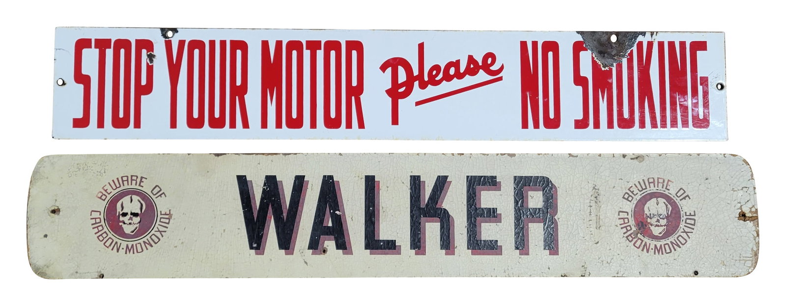 Walker Beware Of Carbon Monoxide and Stop Your Motor Please No Smoking Signs (1 of 2)