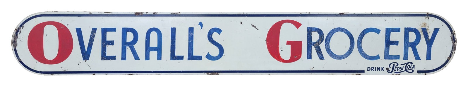 Overall's Grocery Drink Pepsi Cola Single Sided Tin Sign (1 of 3)