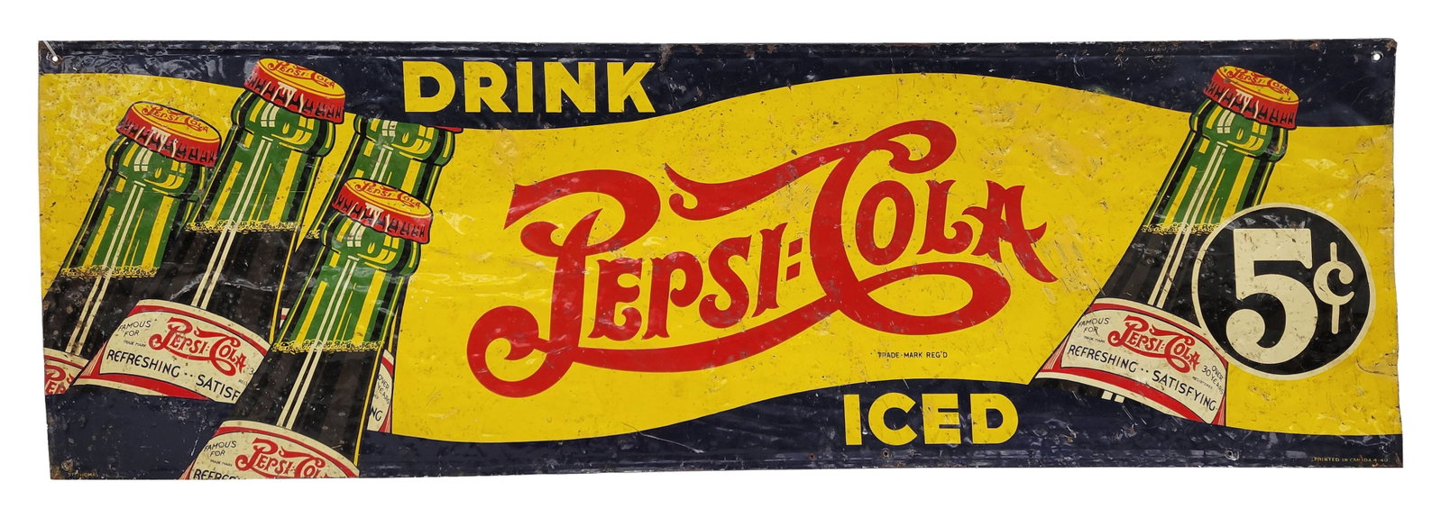 Drink Pepsi Cola 5 Cents Single Sided Tin Sign (1 of 6)