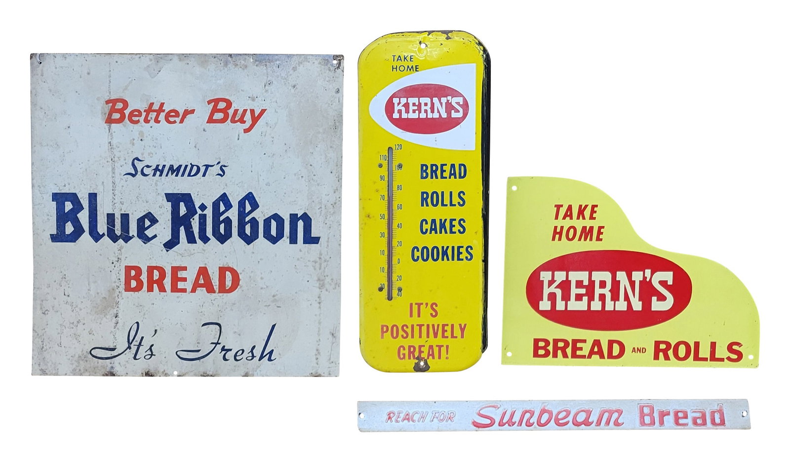 Kerns, Sunbeam, and Blue Ribbon Bread Advertising Sign Lot (1 of 4)