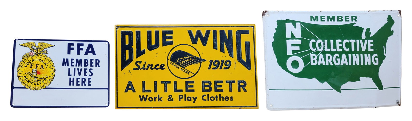 FFA, Blue Wing, and NFO Tin Signs (1 of 2)
