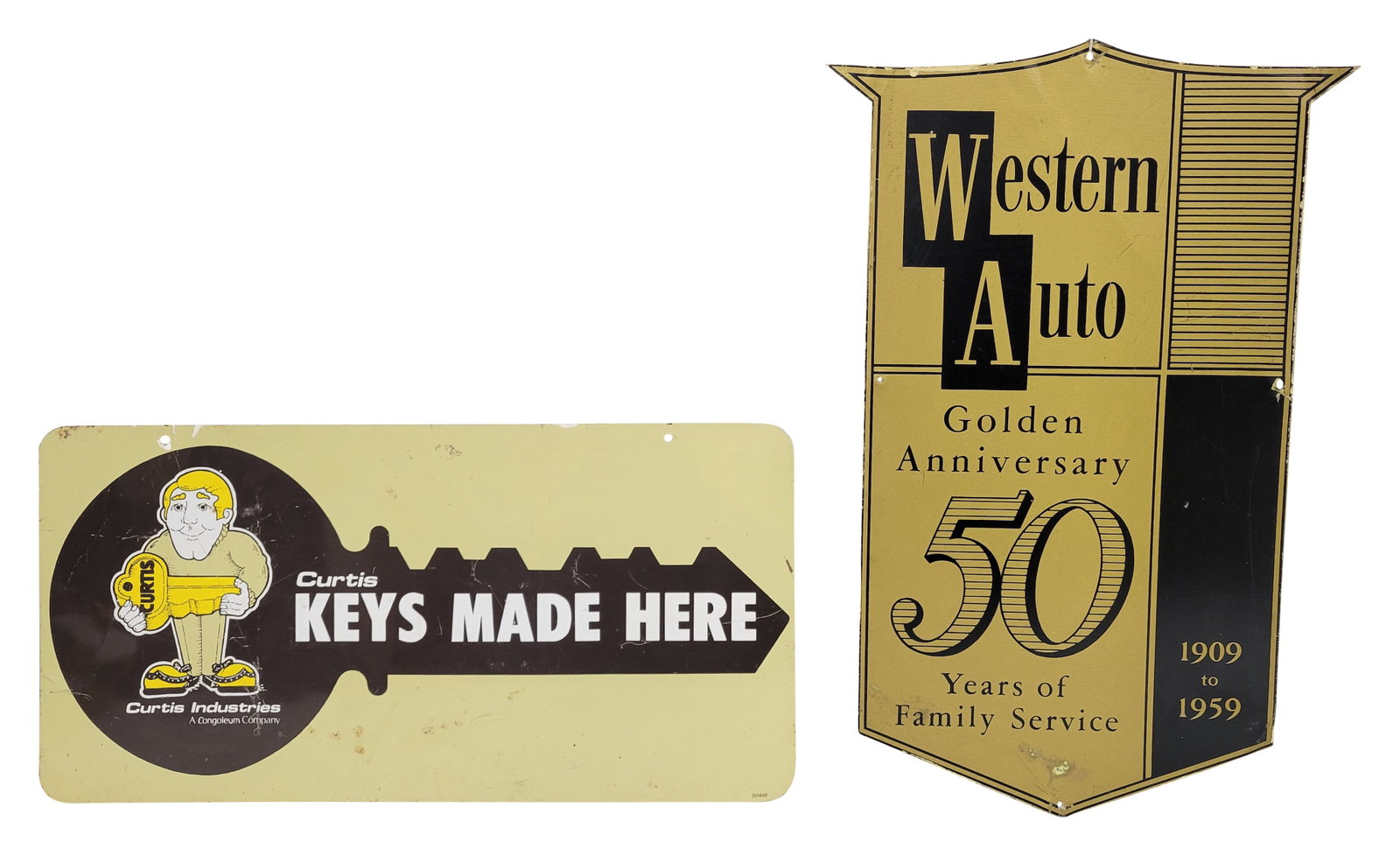 Curtis Keys Made Here and 1959 Western Auto Signs (1 of 2)