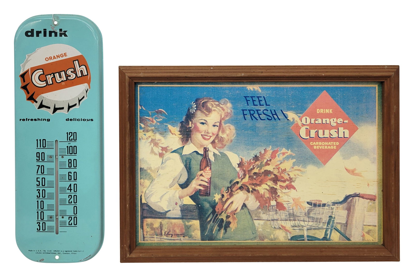 Orange Crush Thermometer and Drink Orange Crush Advertising Sign (1 of 3)