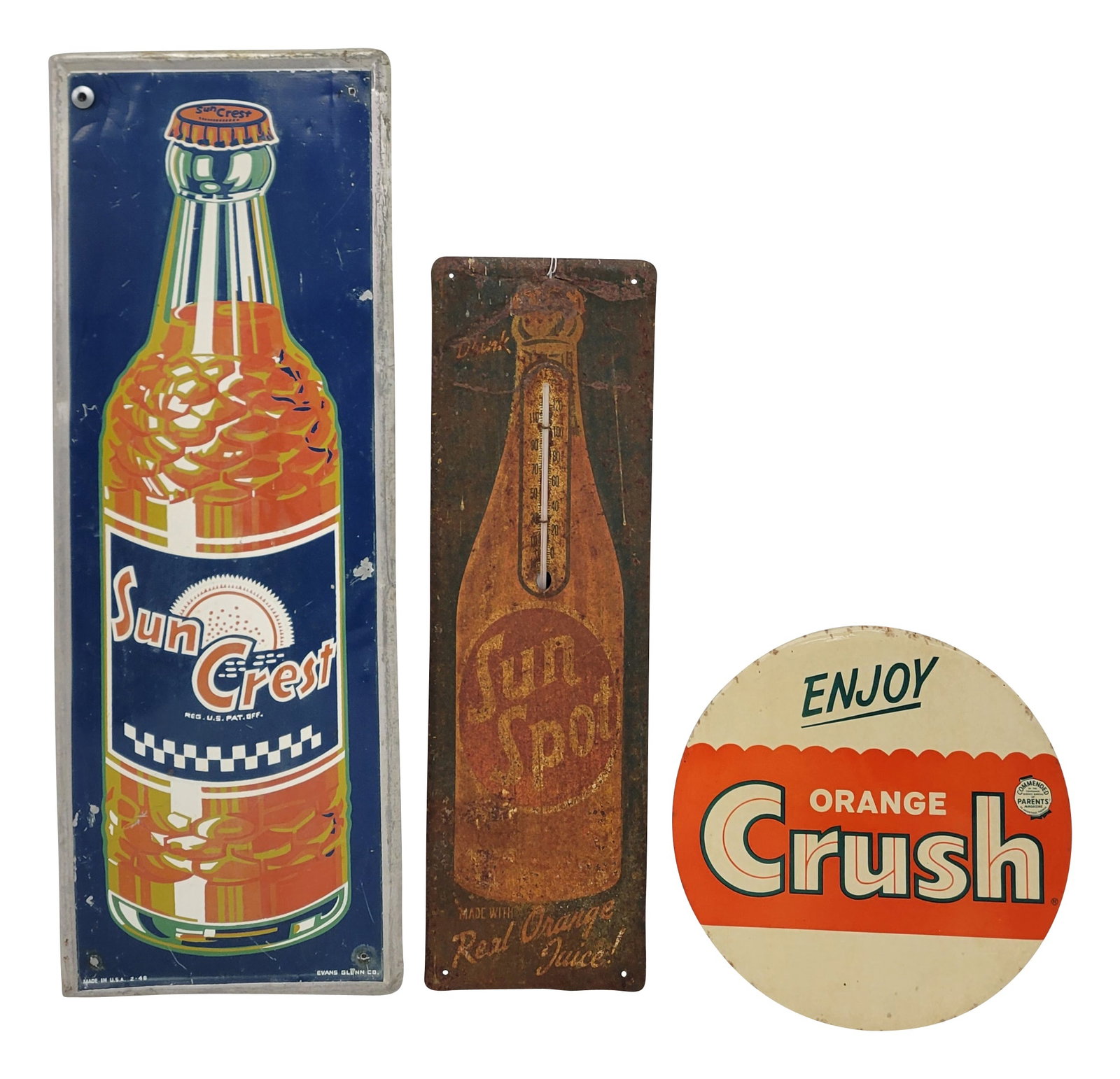 Orange Crush Celluloid, Sun Crest, and Sun Spot Signs (1 of 3)