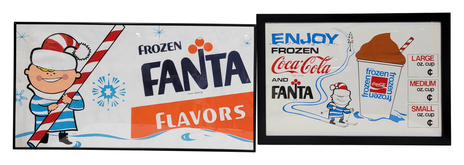 Enjoy Frozen Coca Cola and Frozen Fanta Framed Advertising Posters (1 of 2)
